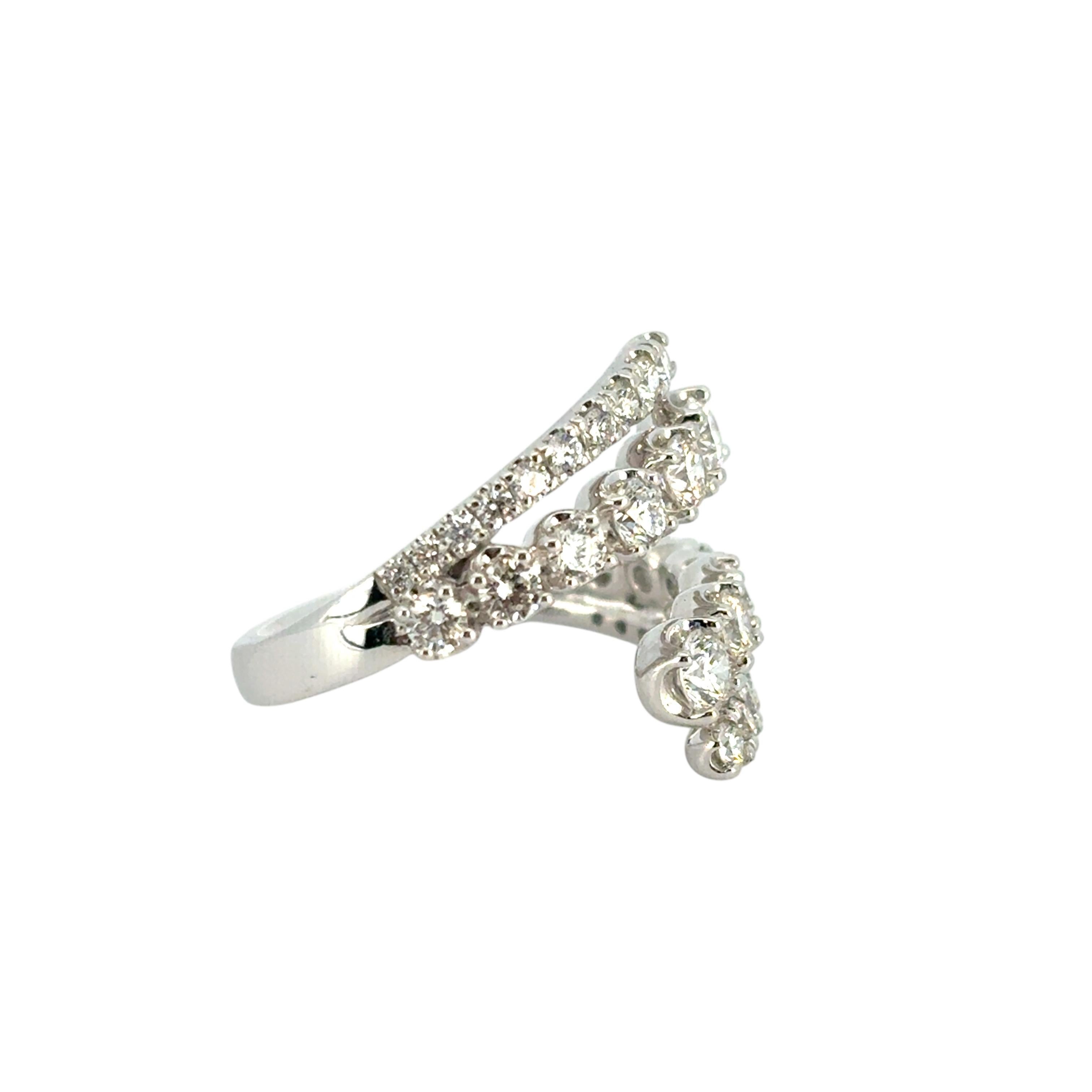 Gabriel 14k Weißgold Double Row 1,48 Karat Diamant Bypass Damenring im Angebot 5
