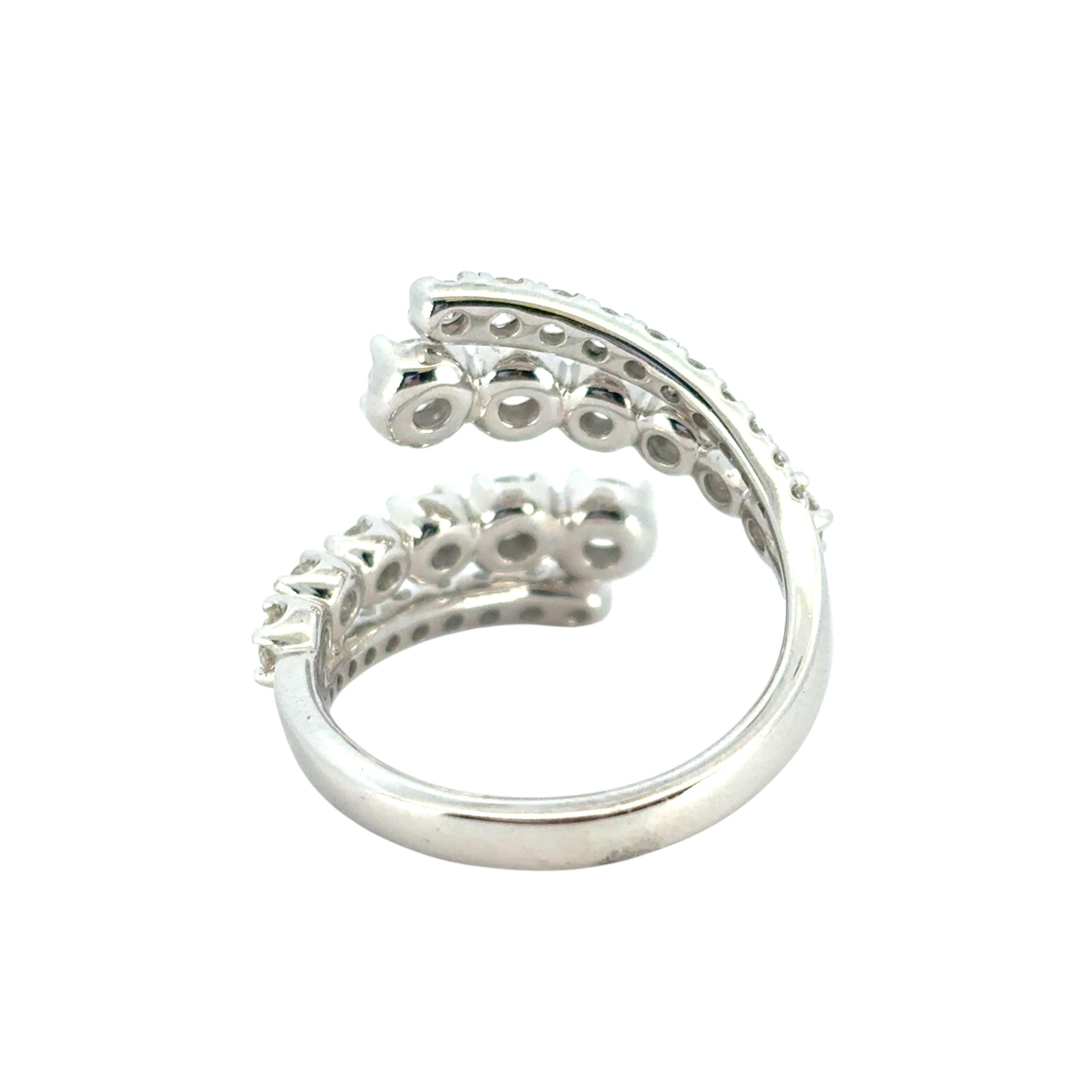 Gabriel 14k Weißgold Double Row 1,48 Karat Diamant Bypass Damenring im Angebot 6