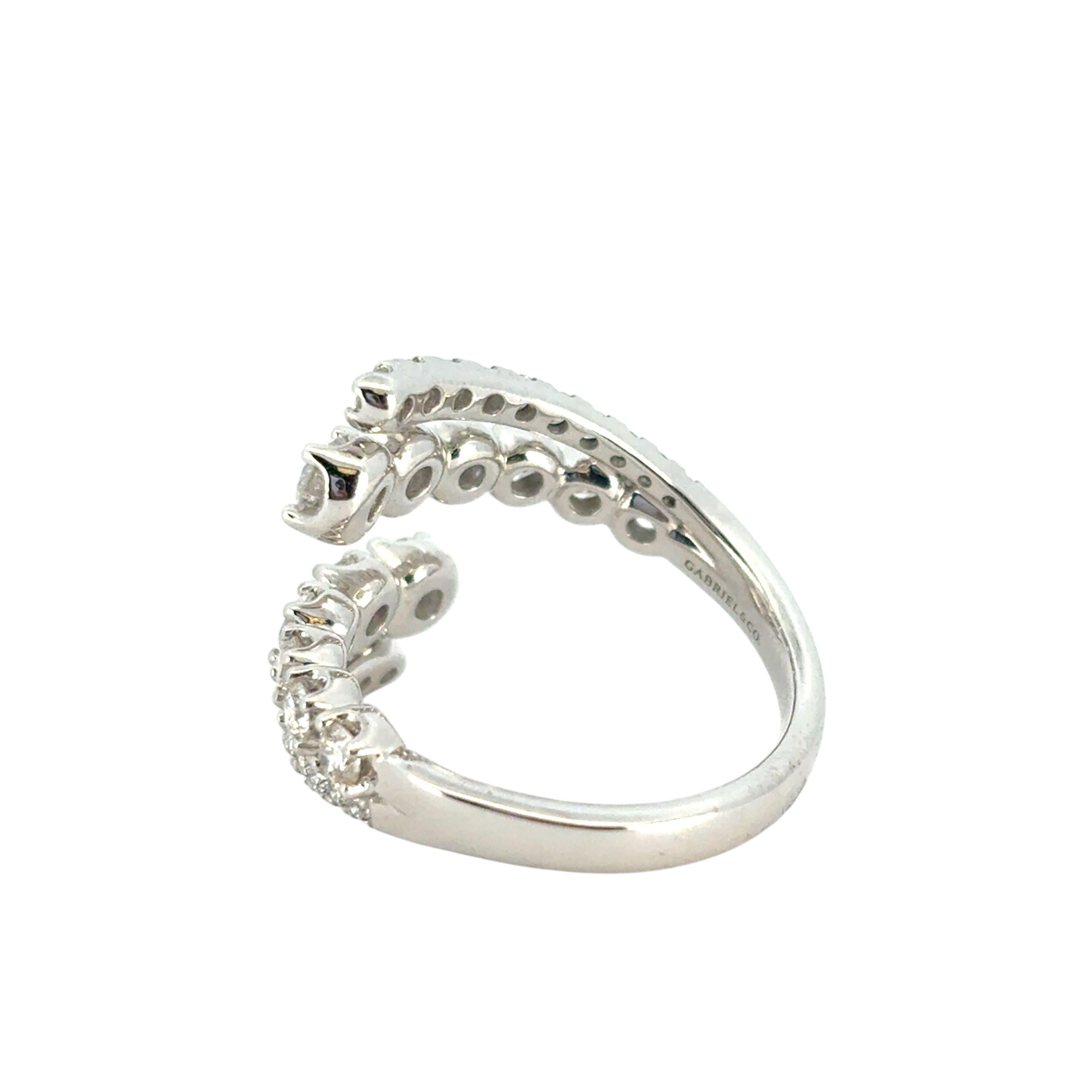 Gabriel 14k Weißgold Double Row 1,48 Karat Diamant Bypass Damenring im Angebot 7