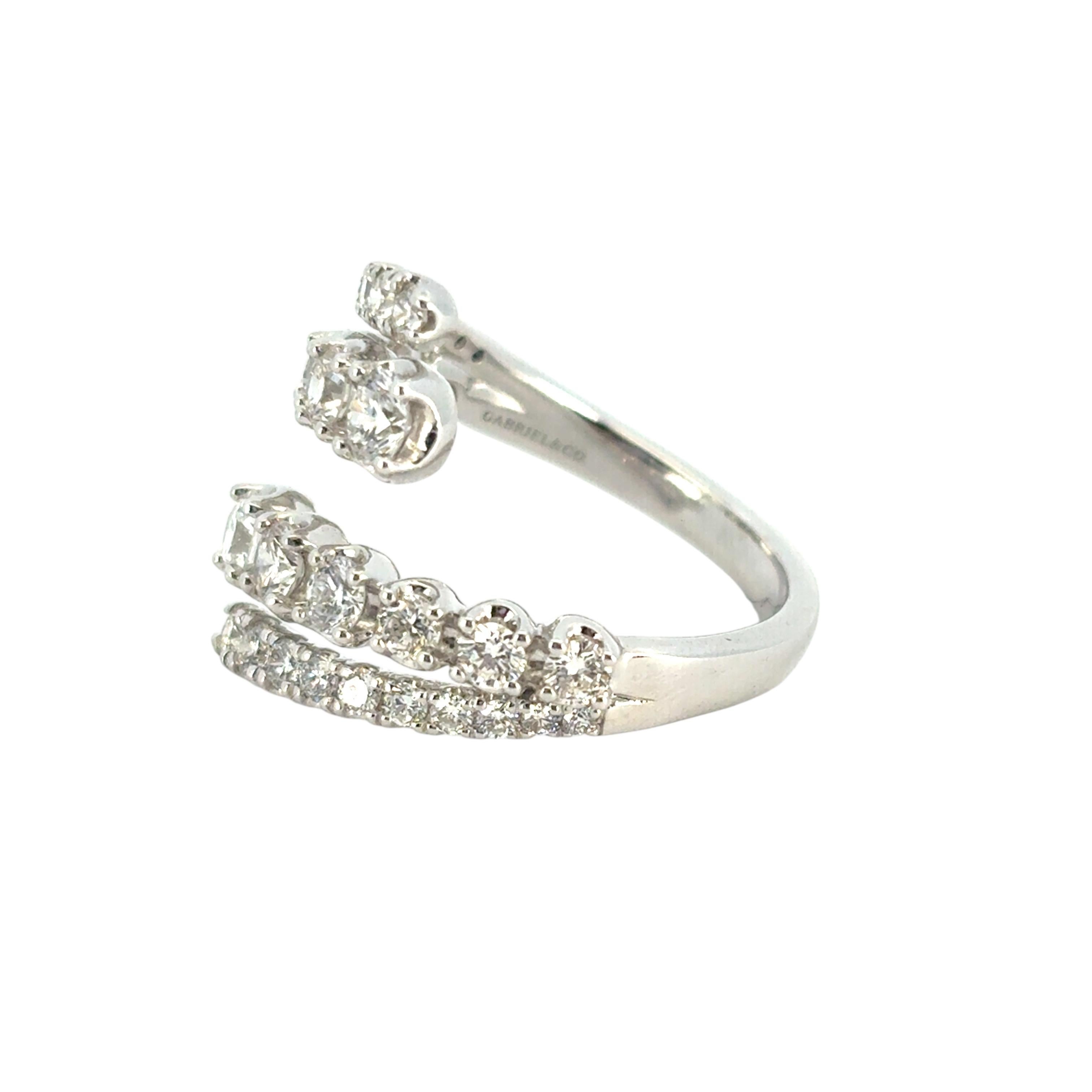 Gabriel 14k Weißgold Double Row 1,48 Karat Diamant Bypass Damenring im Angebot 8