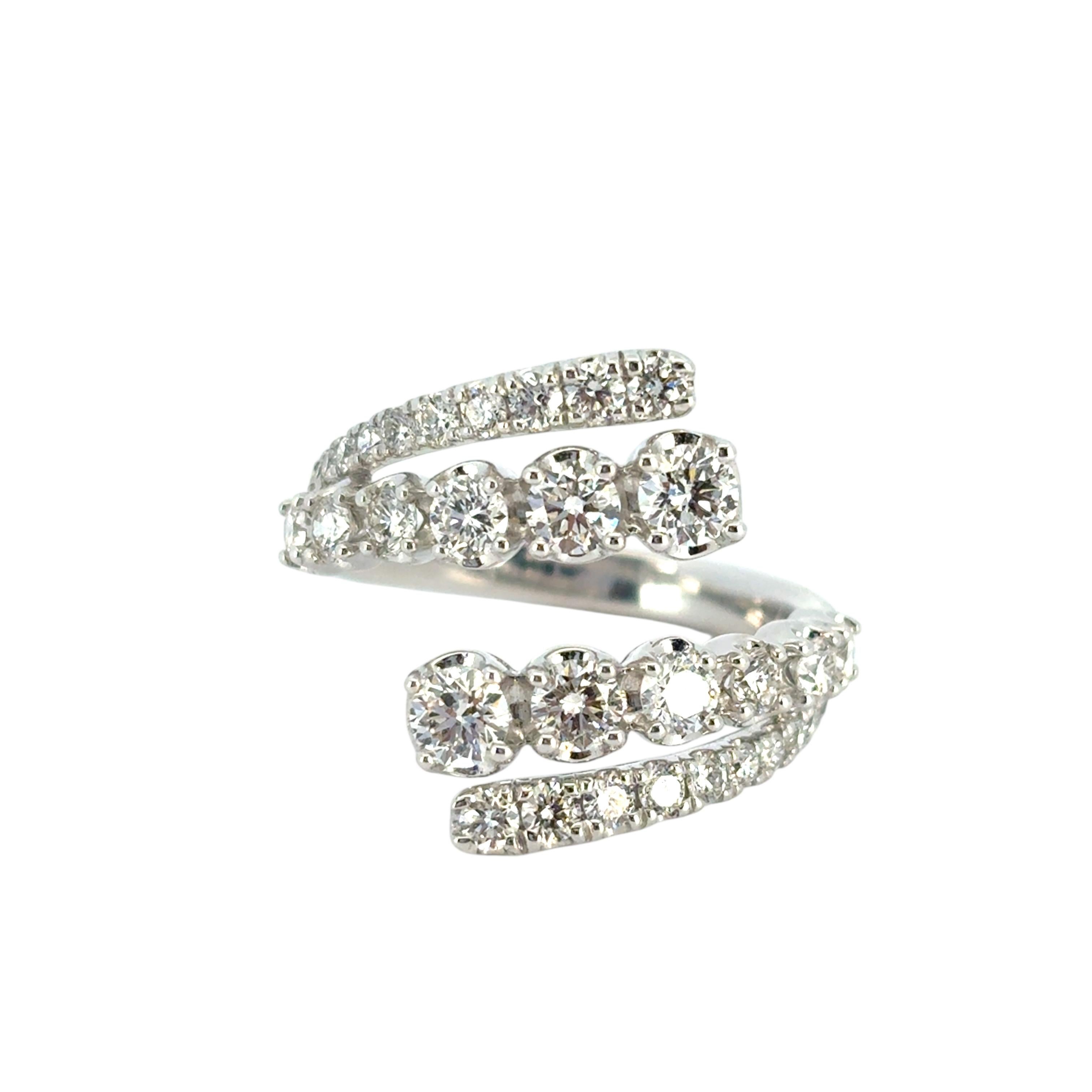 Gabriel 14k Weißgold Double Row 1,48 Karat Diamant Bypass Damenring im Angebot 9