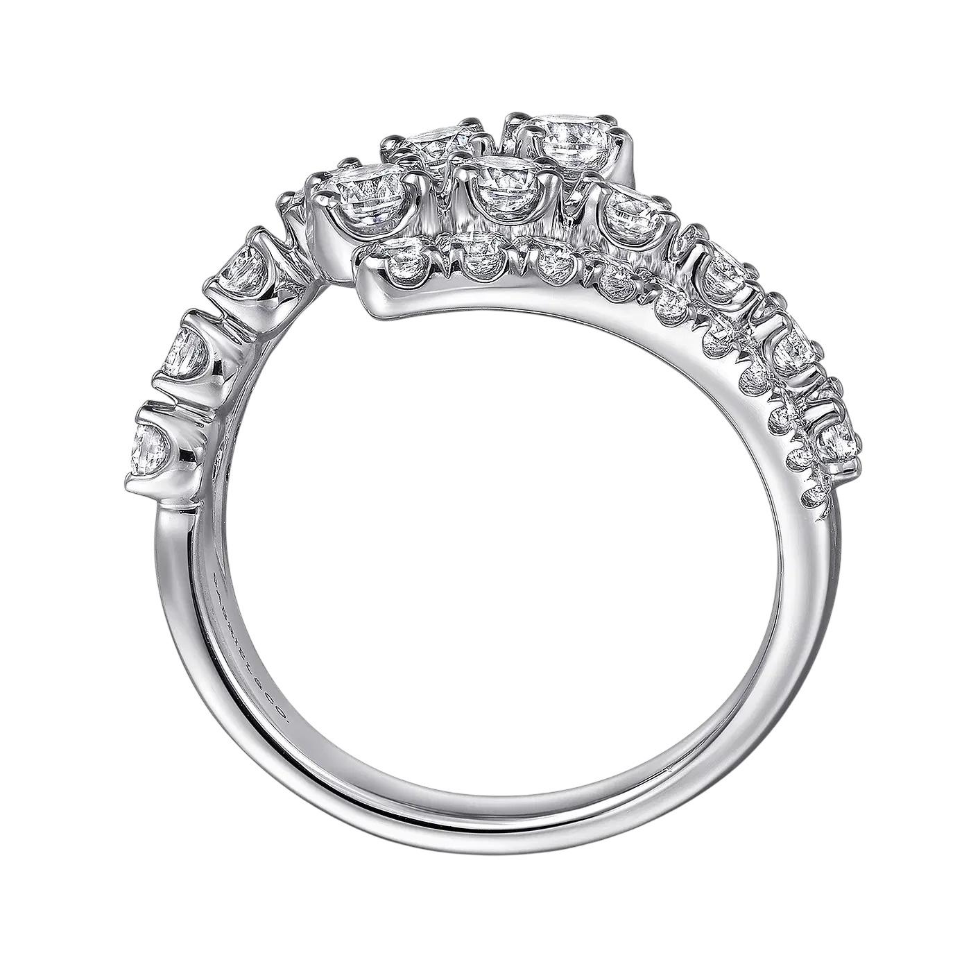 Gabriel 14k Weißgold Double Row 1,48 Karat Diamant Bypass Damenring (Moderne) im Angebot