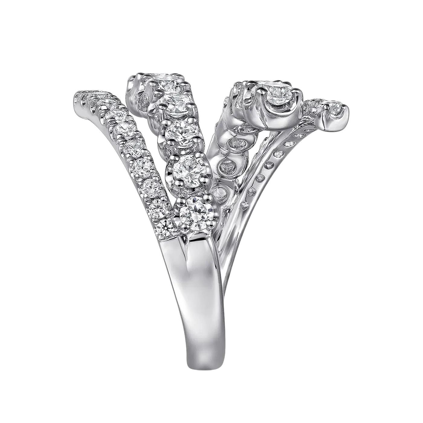 Gabriel 14k Weißgold Double Row 1,48 Karat Diamant Bypass Damenring im Zustand „Neu“ im Angebot in Boca Raton, FL
