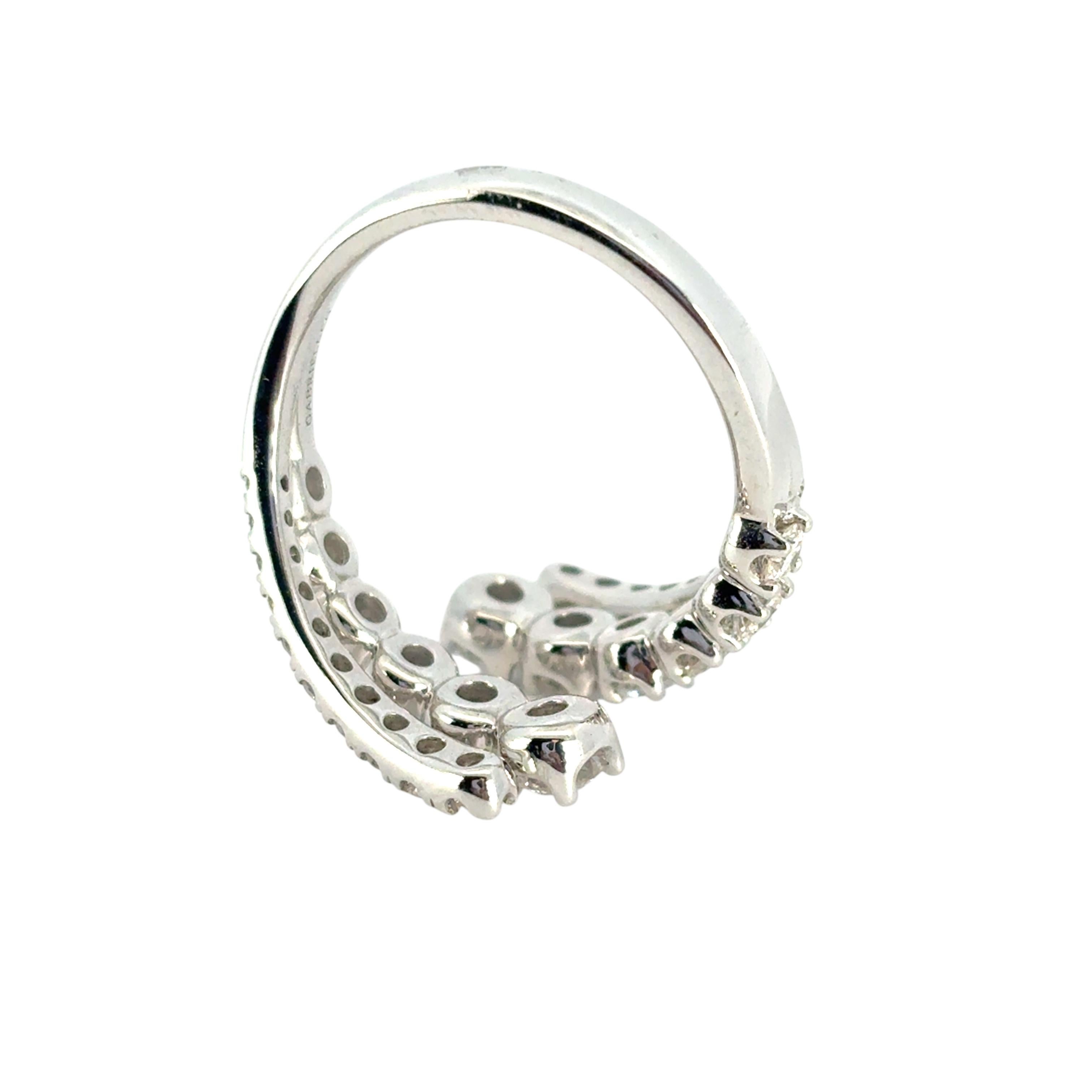 Gabriel 14k Weißgold Double Row 1,48 Karat Diamant Bypass Damenring im Angebot 3