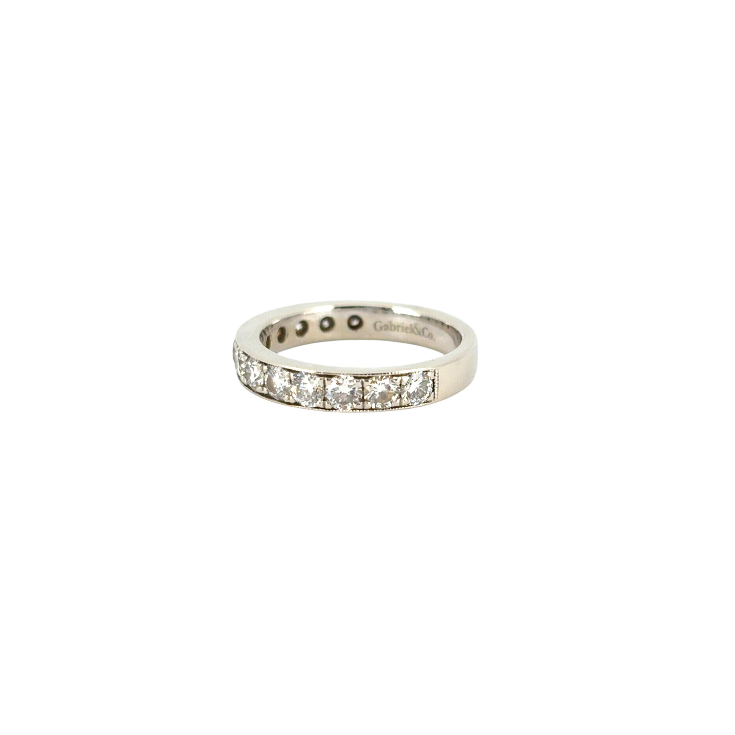 Gabriel 14K White Gold Micro Pave Set 1.50ctw Natural Diamond Wedding Band For Sale 6