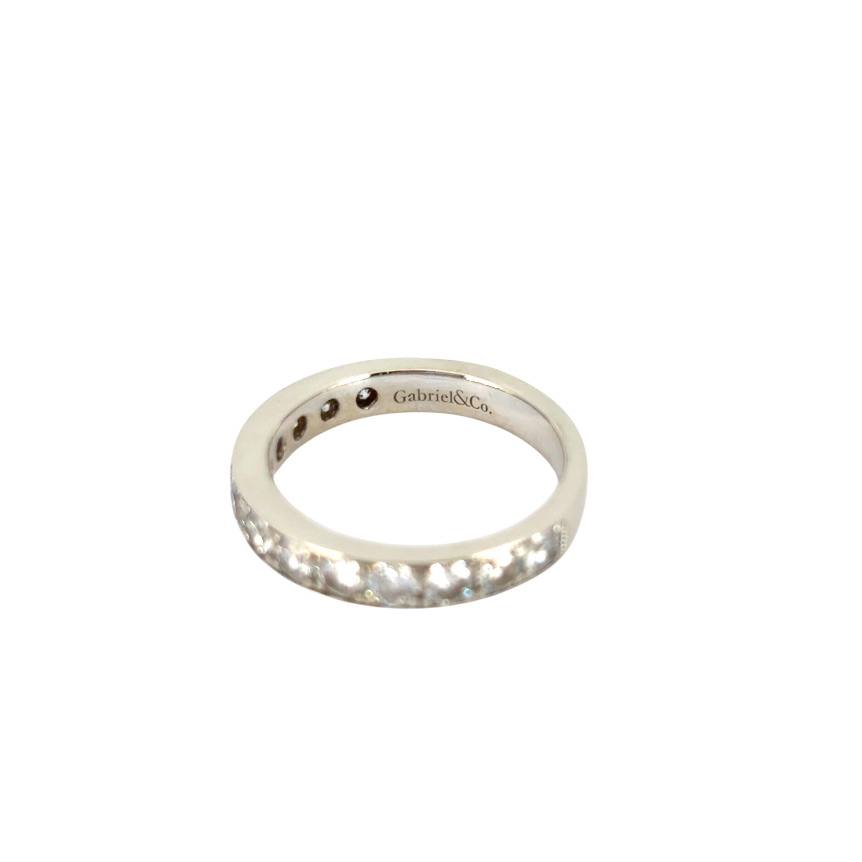 Gabriel 14K White Gold Micro Pave Set 1.50ctw Natural Diamond Wedding Band For Sale 8