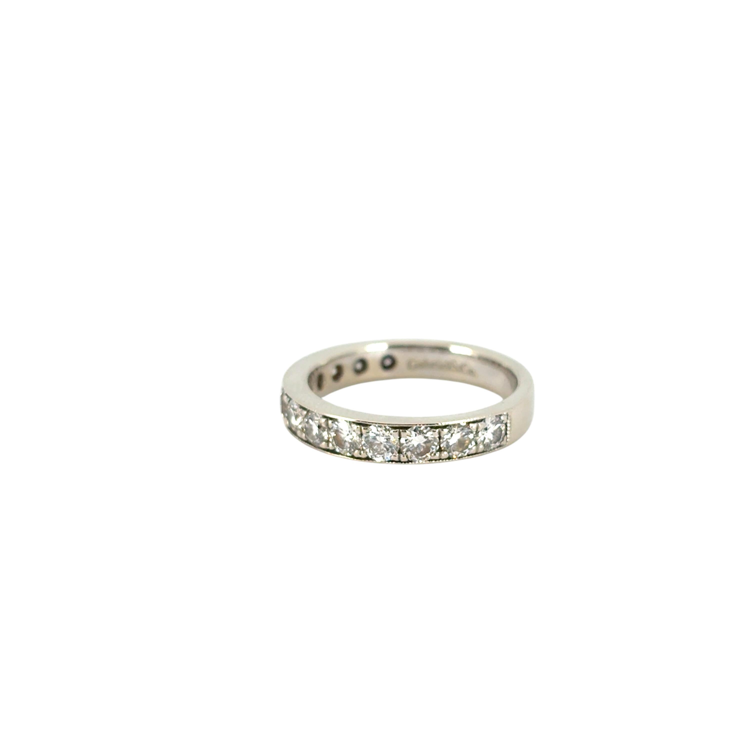 Gabriel 14K White Gold Micro Pave Set 1.50ctw Natural Diamond Wedding Band For Sale 9