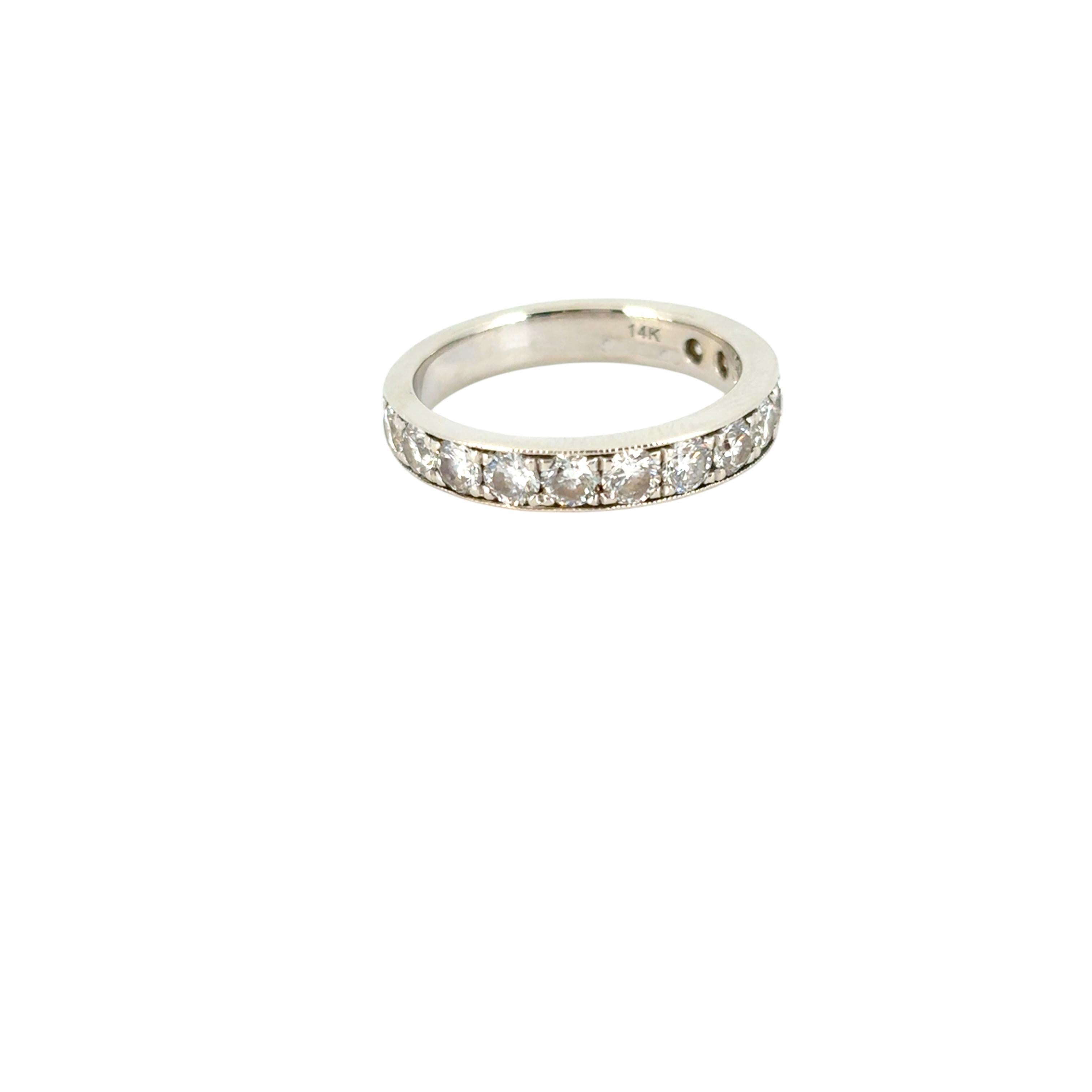 Modern Gabriel 14K White Gold Micro Pave Set 1.50ctw Natural Diamond Wedding Band For Sale