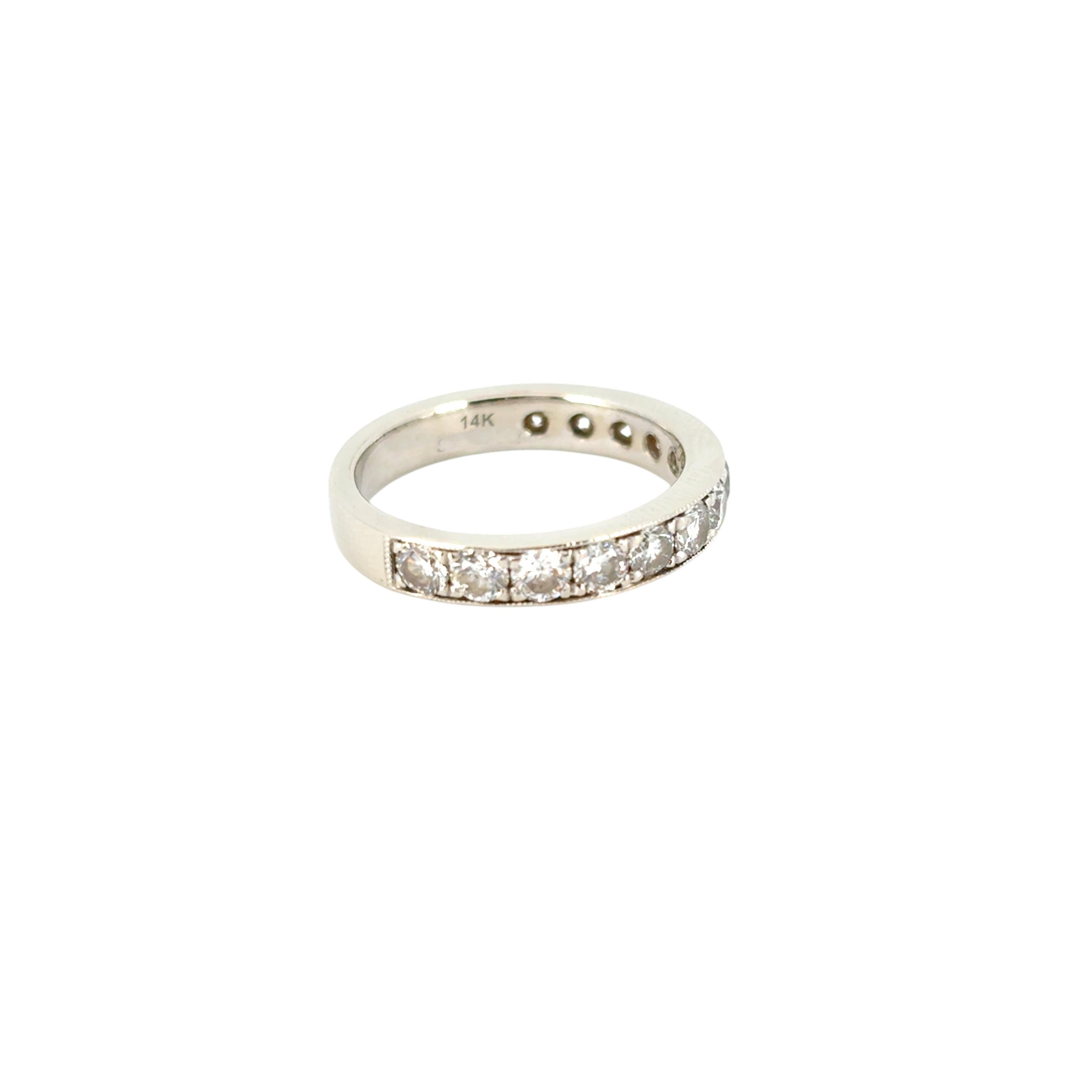 Women's or Men's Gabriel 14K White Gold Micro Pave Set 1.50ctw Natural Diamond Wedding Band For Sale