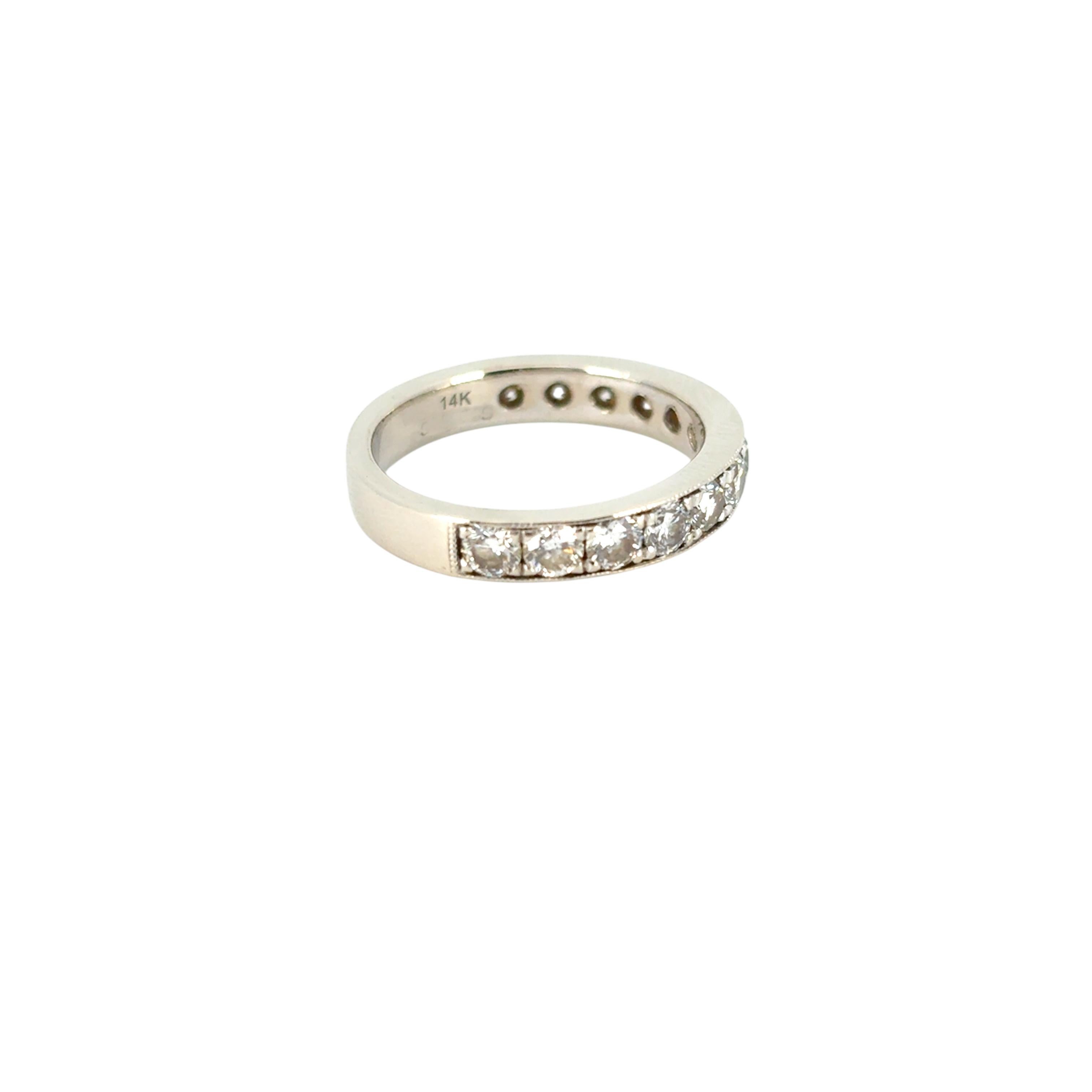 Gabriel 14K White Gold Micro Pave Set 1.50ctw Natural Diamond Wedding Band For Sale 1