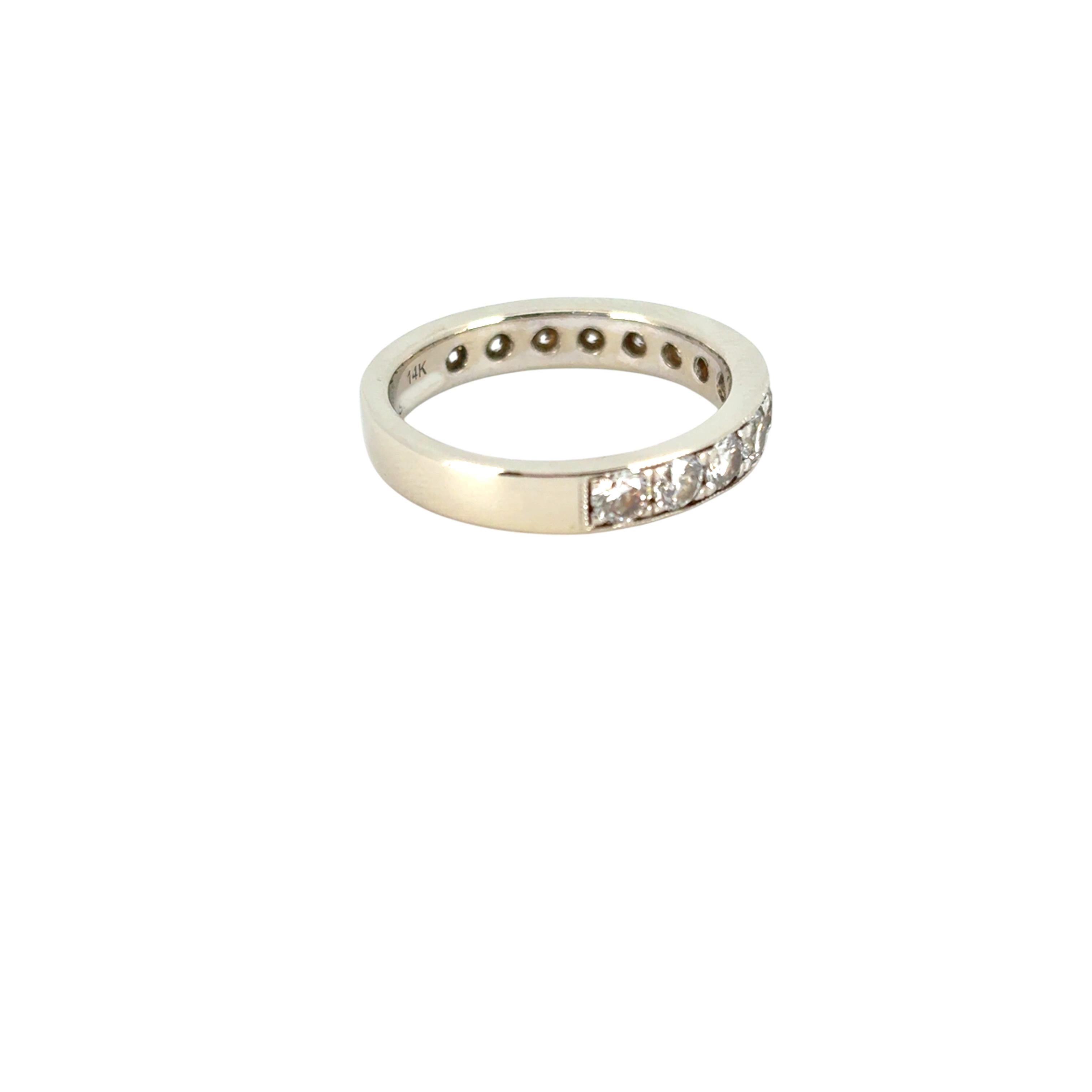 Gabriel 14K White Gold Micro Pave Set 1.50ctw Natural Diamond Wedding Band For Sale 2