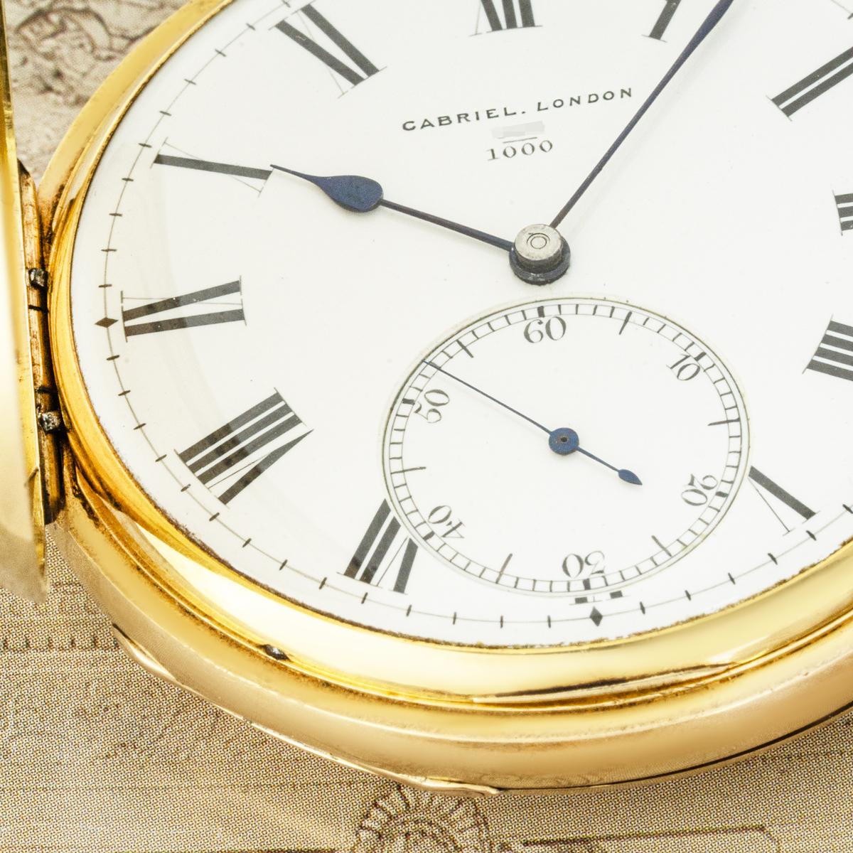 GABRIEL. A Rare Gold Full Hunter Keyless Pocket Watch C1891 For Sale 6