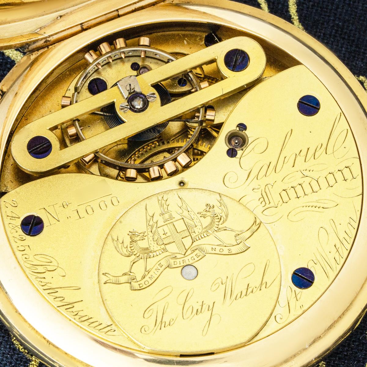 GABRIEL. A Rare Gold Full Hunter Keyless Pocket Watch C1891 For Sale 2