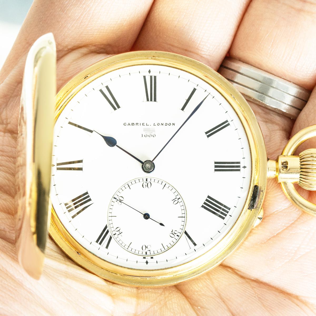 GABRIEL. A Rare Gold Full Hunter Keyless Pocket Watch C1891 For Sale 5