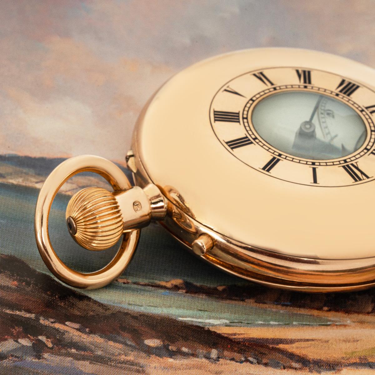 Gabriel. A Very Rare Gold Karrusel Keyless Fusee Half Hunter Pocket Watch C1901 In Good Condition For Sale In London, GB