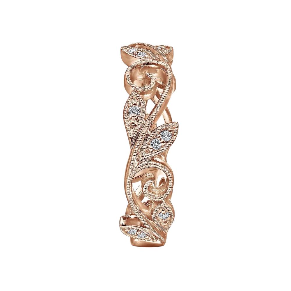 Gabriel & Co. 14k Rose Gold 0,09ctw Diamond Scrolling Floral Eternity Ring Ban im Angebot 8