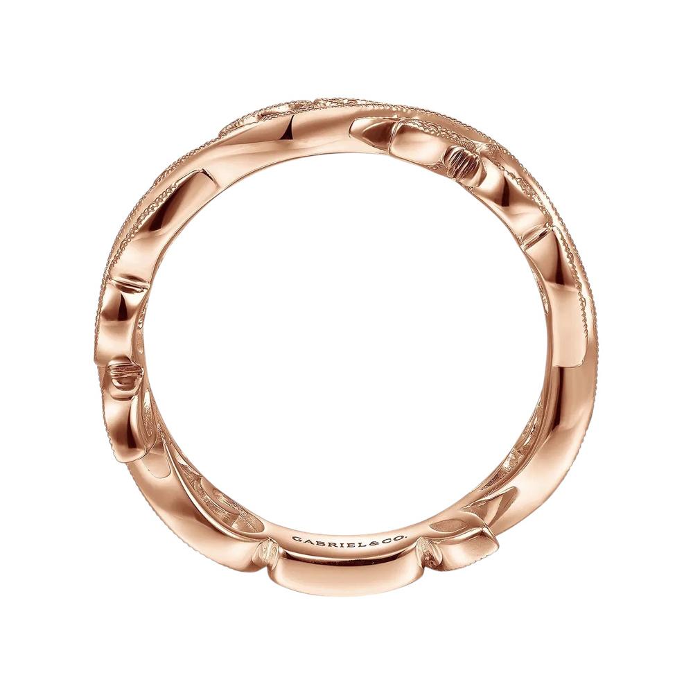 Gabriel & Co. 14k Rose Gold 0,09ctw Diamond Scrolling Floral Eternity Ring Ban im Angebot 9