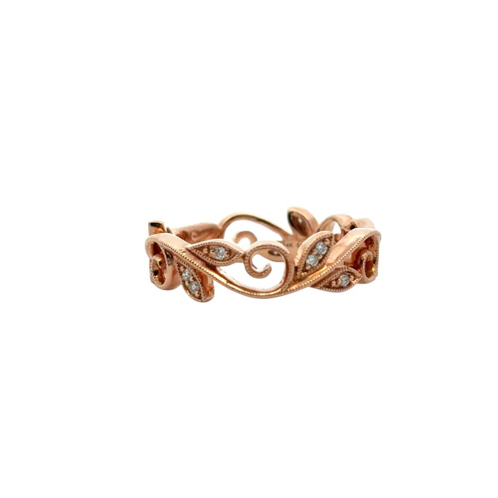 Gabriel & Co. 14k Rose Gold 0,09ctw Diamond Scrolling Floral Eternity Ring Ban (Moderne) im Angebot