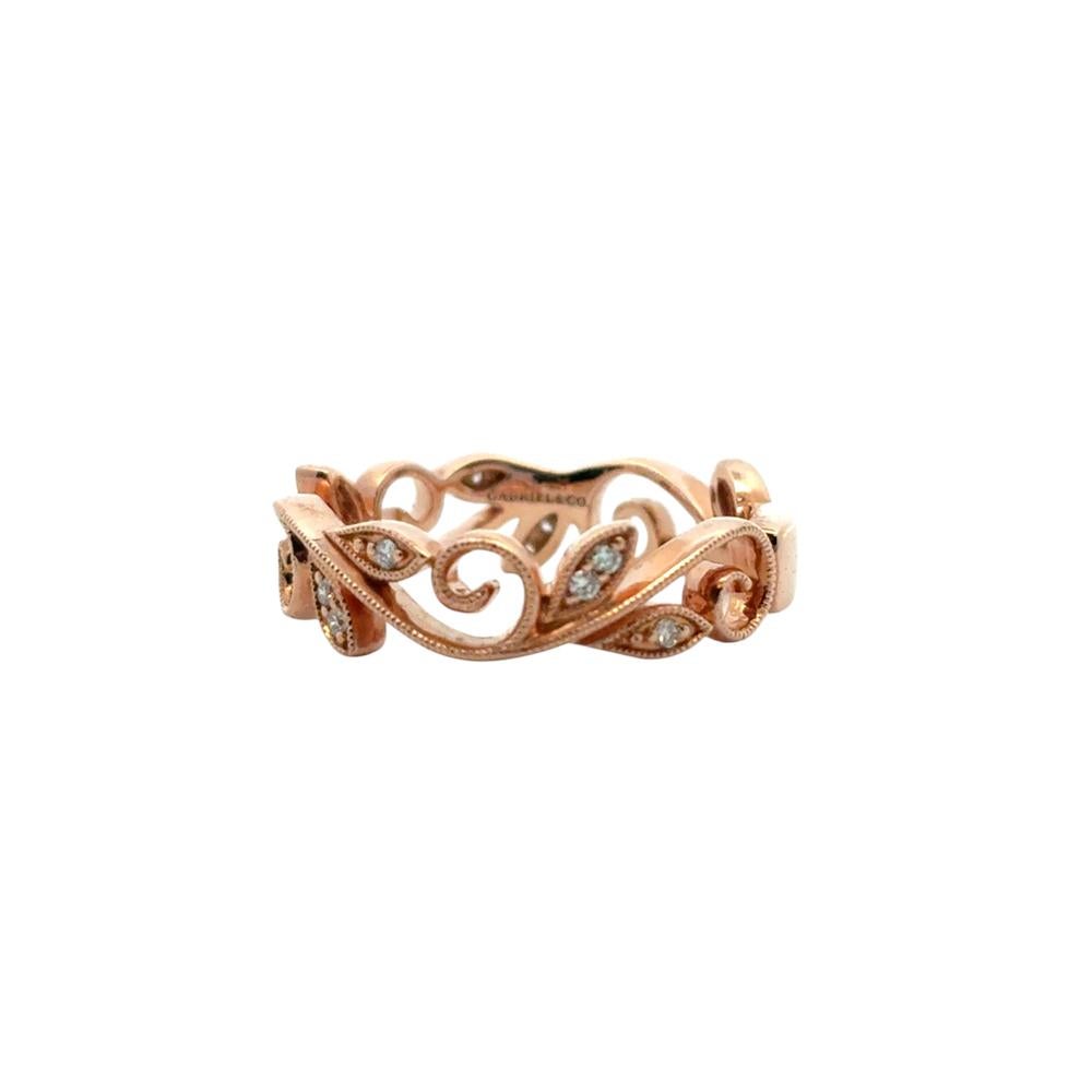 Gabriel & Co. 14k Rose Gold 0,09ctw Diamond Scrolling Floral Eternity Ring Ban Damen im Angebot