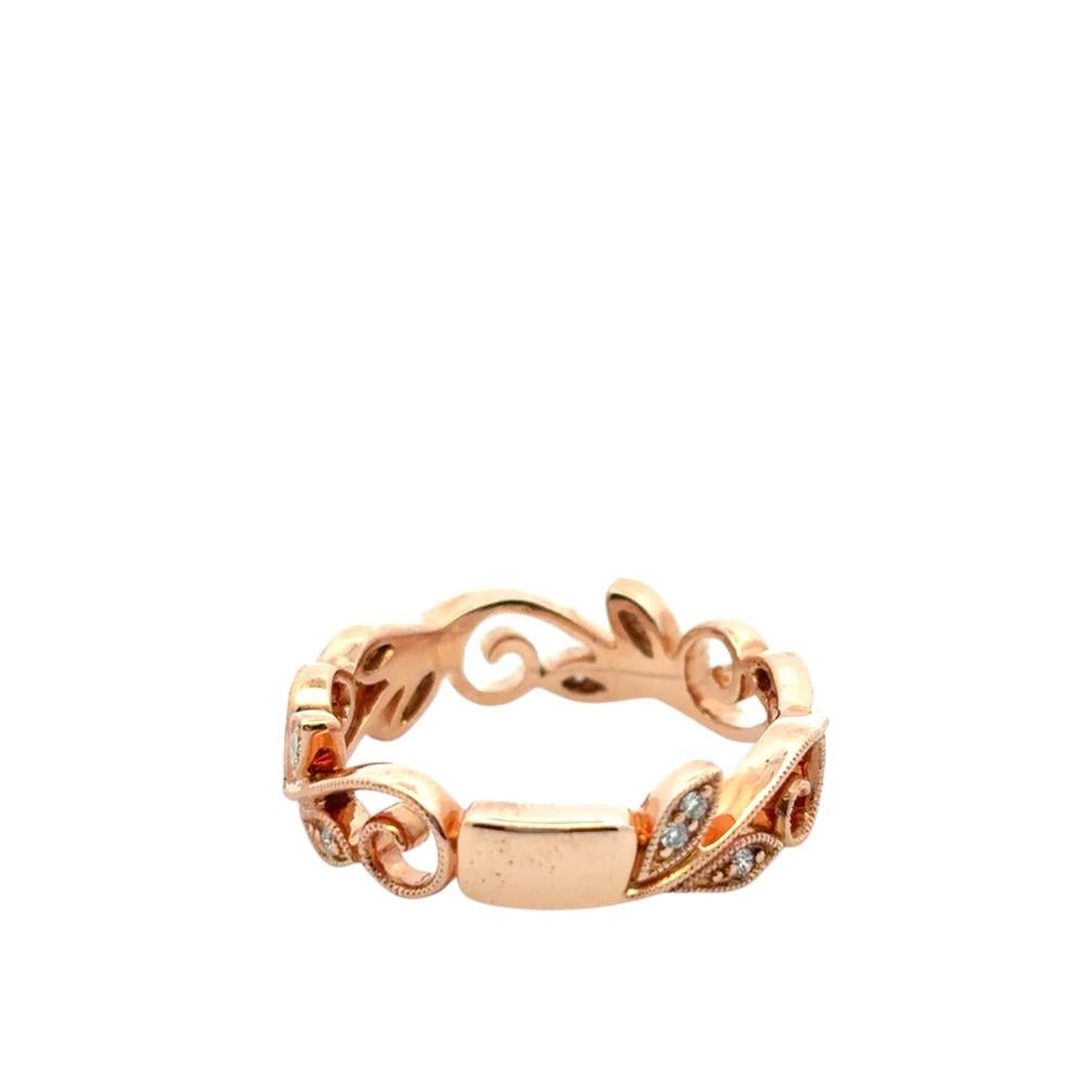 Gabriel & Co. 14k Rose Gold 0,09ctw Diamond Scrolling Floral Eternity Ring Ban im Angebot 2