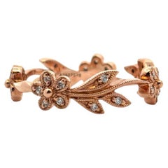Gabriel and Co. 14k Rose Gold 0.13ctw Diamond Floral Ring Band
