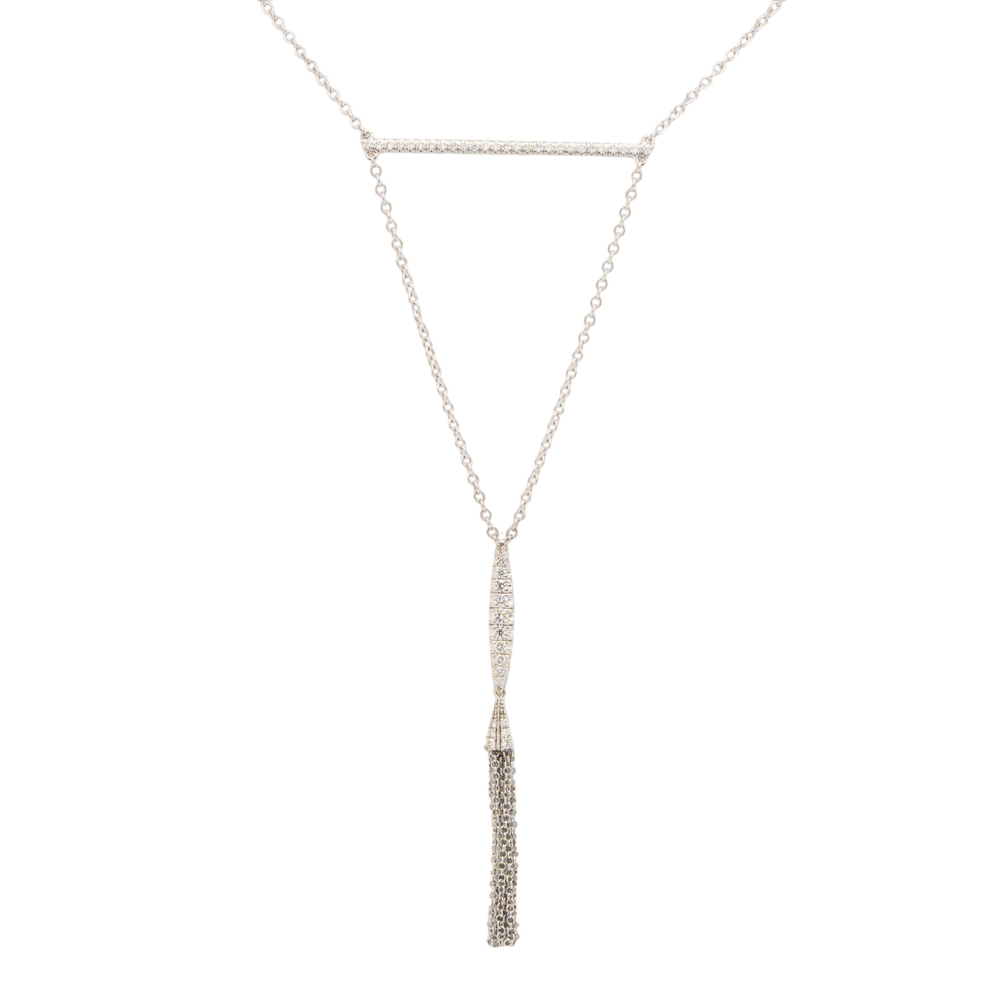 Taglio rotondo Gabriel & Co. Collana con nappe in oro bianco 14 carati in vendita