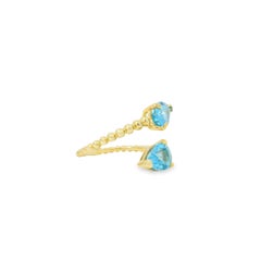 Gabriel and Co. 14k Yellow Gold Bujukan 3.02ctw Swiss Blue Topaz Bypass Ladies R