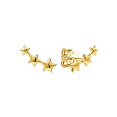 Gabriel and Co. 14k Yellow Gold Triple Graduating Stars Curved Stud Earrings