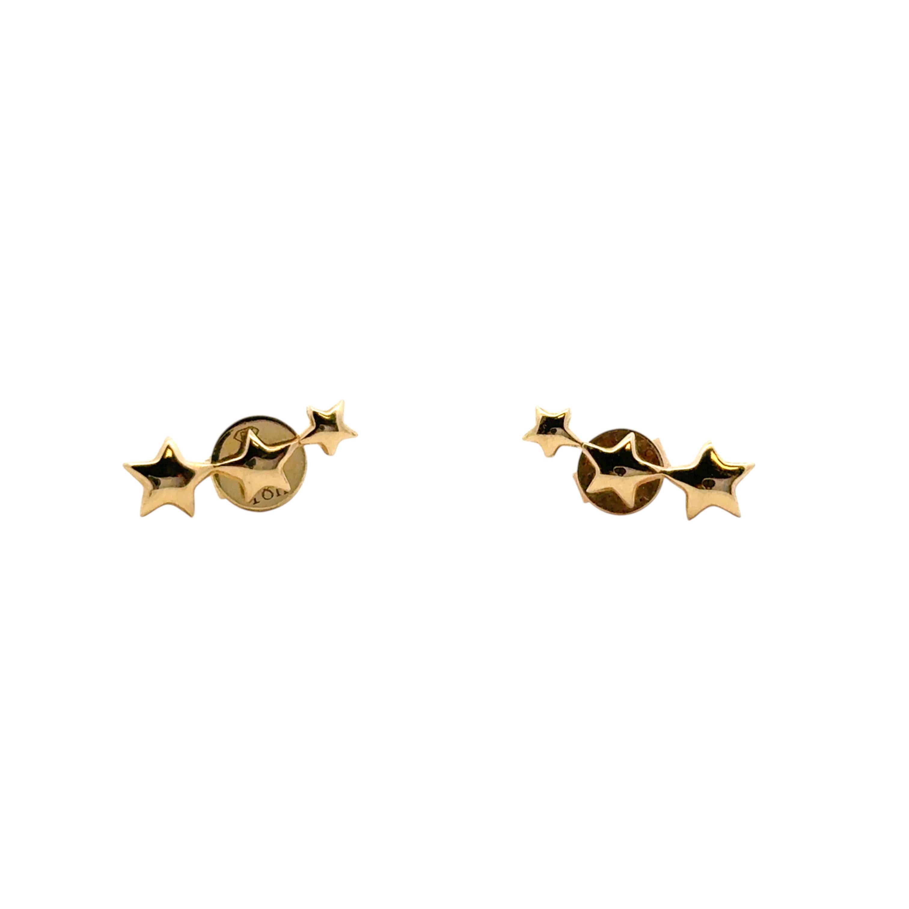 Gabriel & Co. - Orecchini con perno curvo a tre stelle graduate in oro giallo 14k in vendita 4