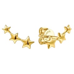 Gabriel & Co. - Orecchini con perno curvo a tre stelle graduate in oro giallo 14k