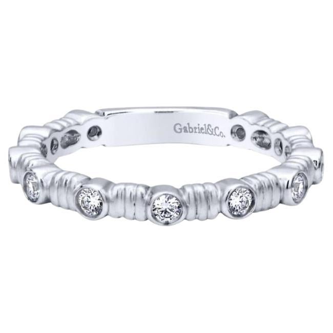 Gabriel and Co Bezeled White Gold Diamond Band For Sale