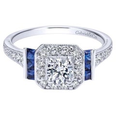 Gabriel and Co Diamond and Sapphire Engagement Ring