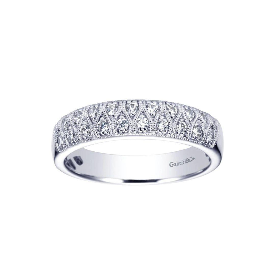 Gabriel and Co Double Row White Gold Diamond Band In New Condition For Sale In Stamford, CT