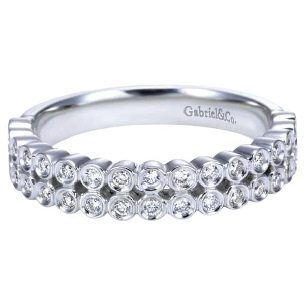 Gabriel and Co Double Row White Gold Diamond Band For Sale
