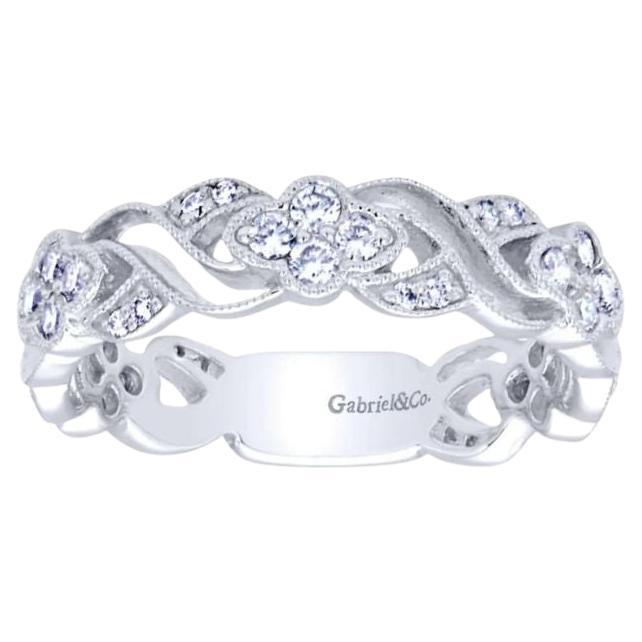   Gabriel and Co Open Weave White Gold Diamond Band For Sale