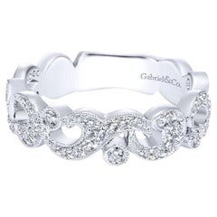 Gabriel and Co Pave Filigree White Gold Diamond Band