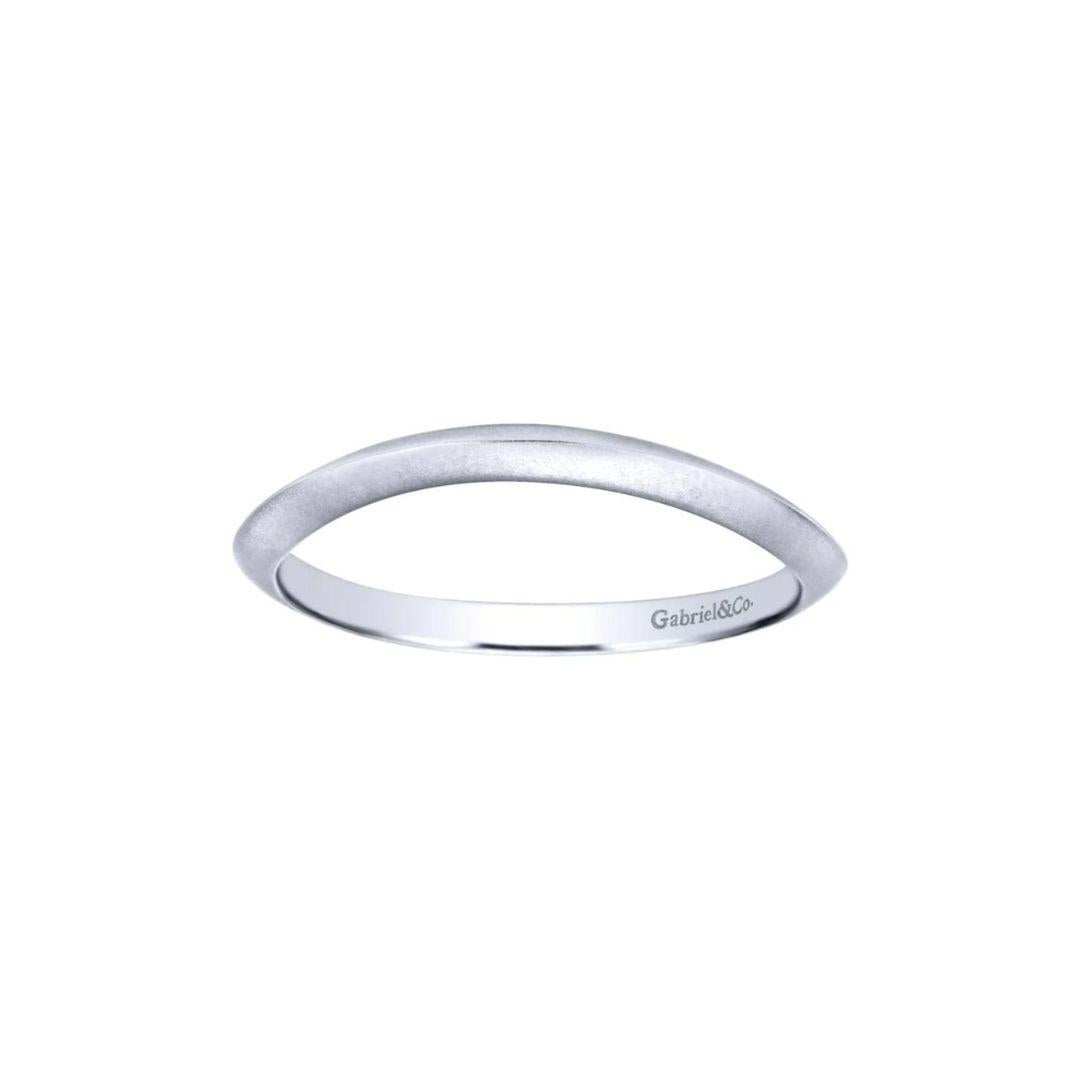 Women's or Men's   Gabriel and Co White Gold Curved Band For Sale