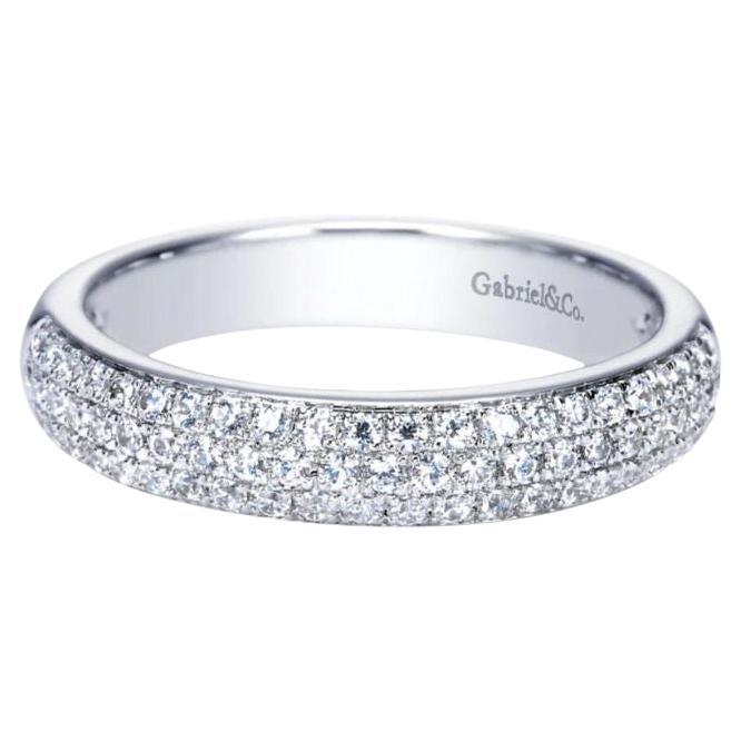 Gabriel and Co White Gold Triple Row Diamond Band