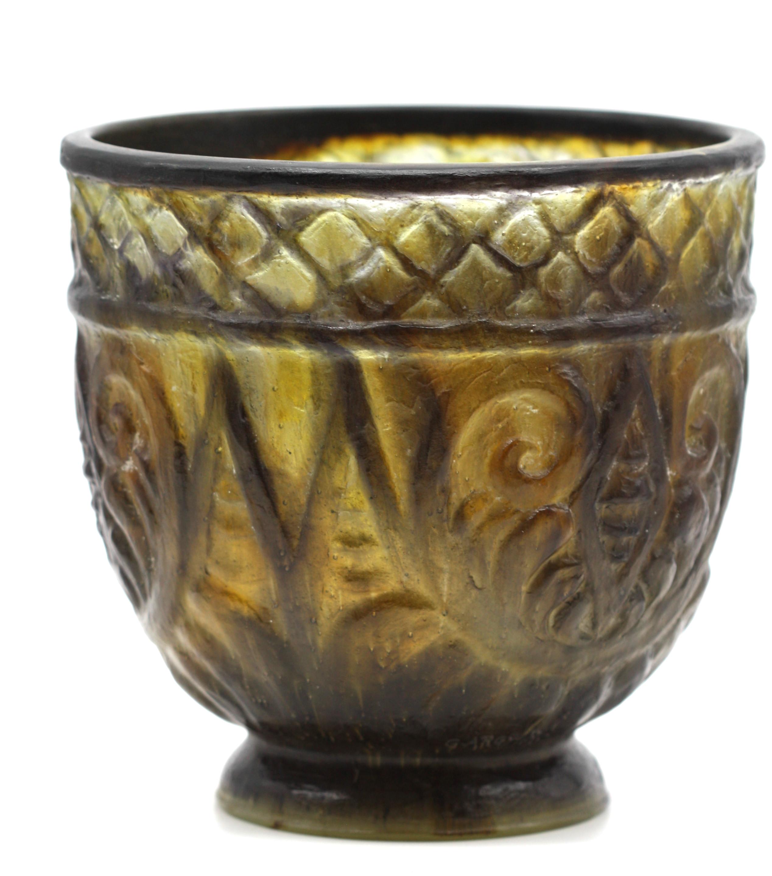 Gabriel Argy-Rousseau Pate de Verre Glass Vase For Sale 5