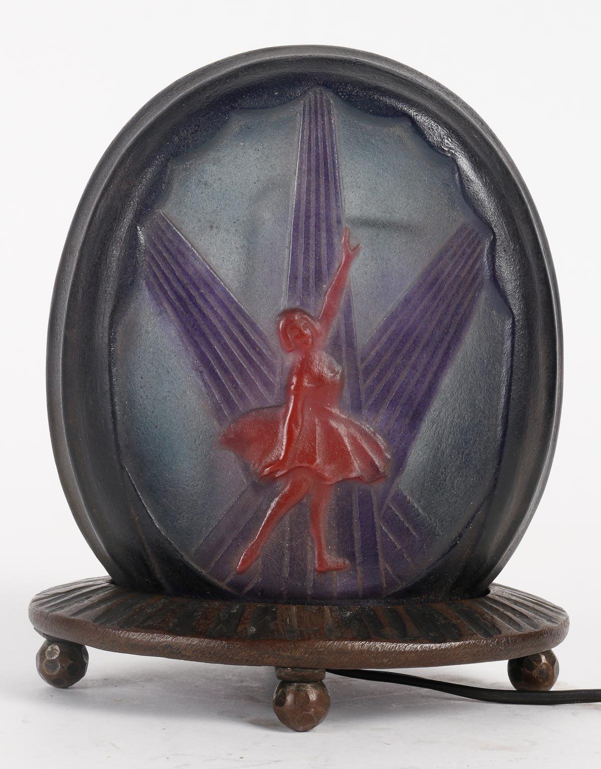Art Deco Gabriel Argy-Rousseau (1885-1963) « Danseuses sous les projecteurs' » Veilleuse For Sale