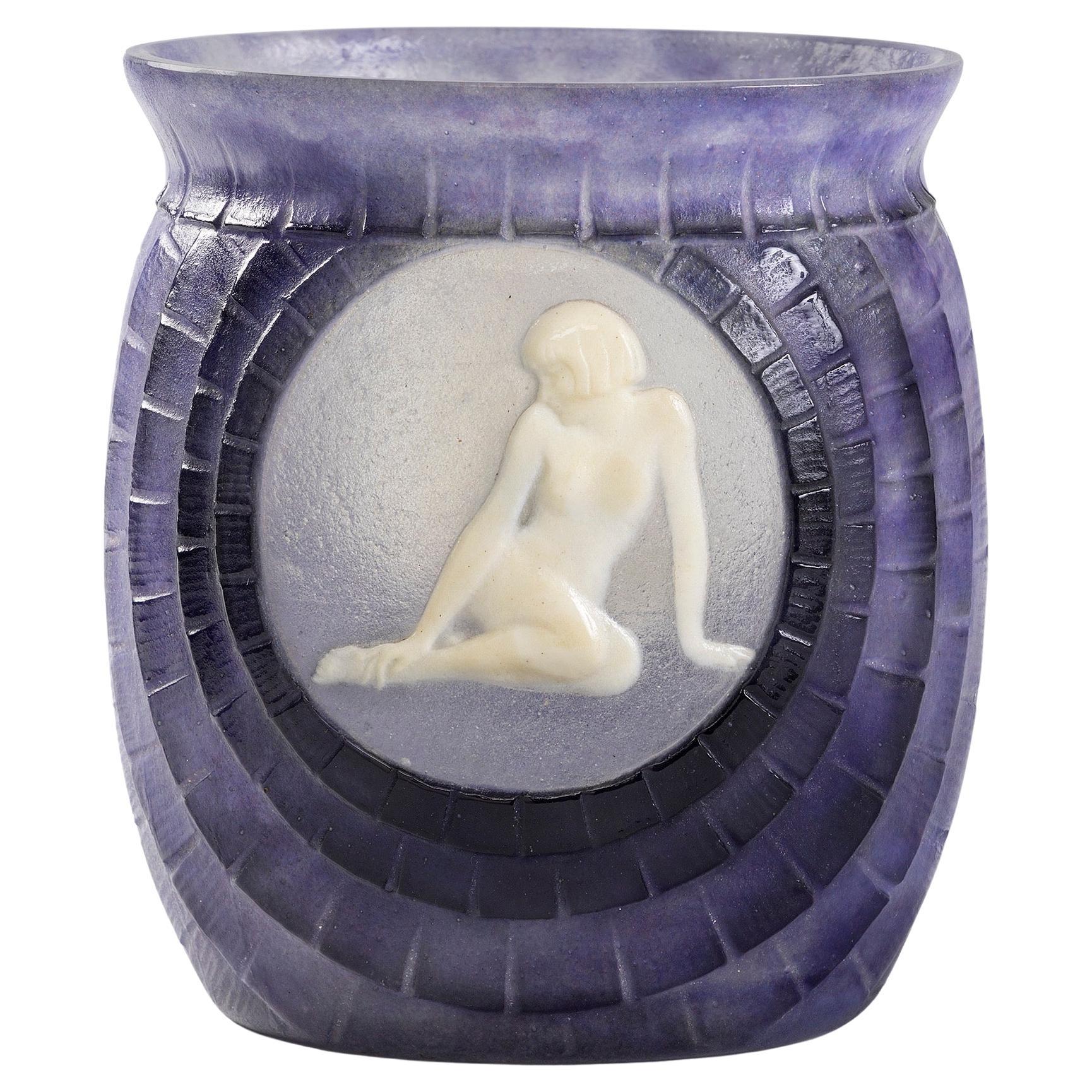 Gabriel Argy-Rousseau "Jeunesse" Pâte de Verre Glass Vase