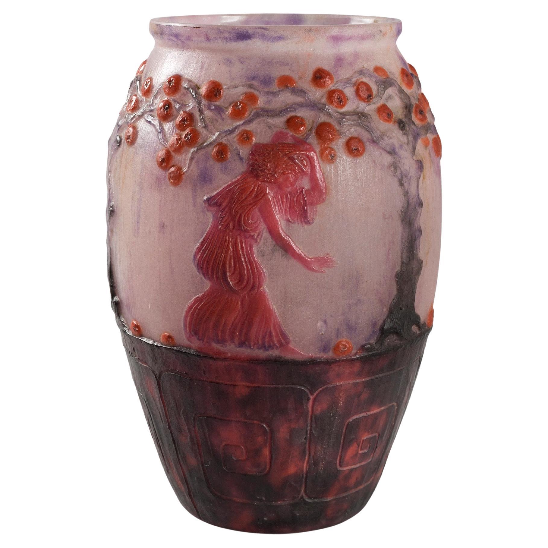 Vase en pâte de verre "Le Jardin des Hespérides" de Gabriel Argy-Rousseau en vente