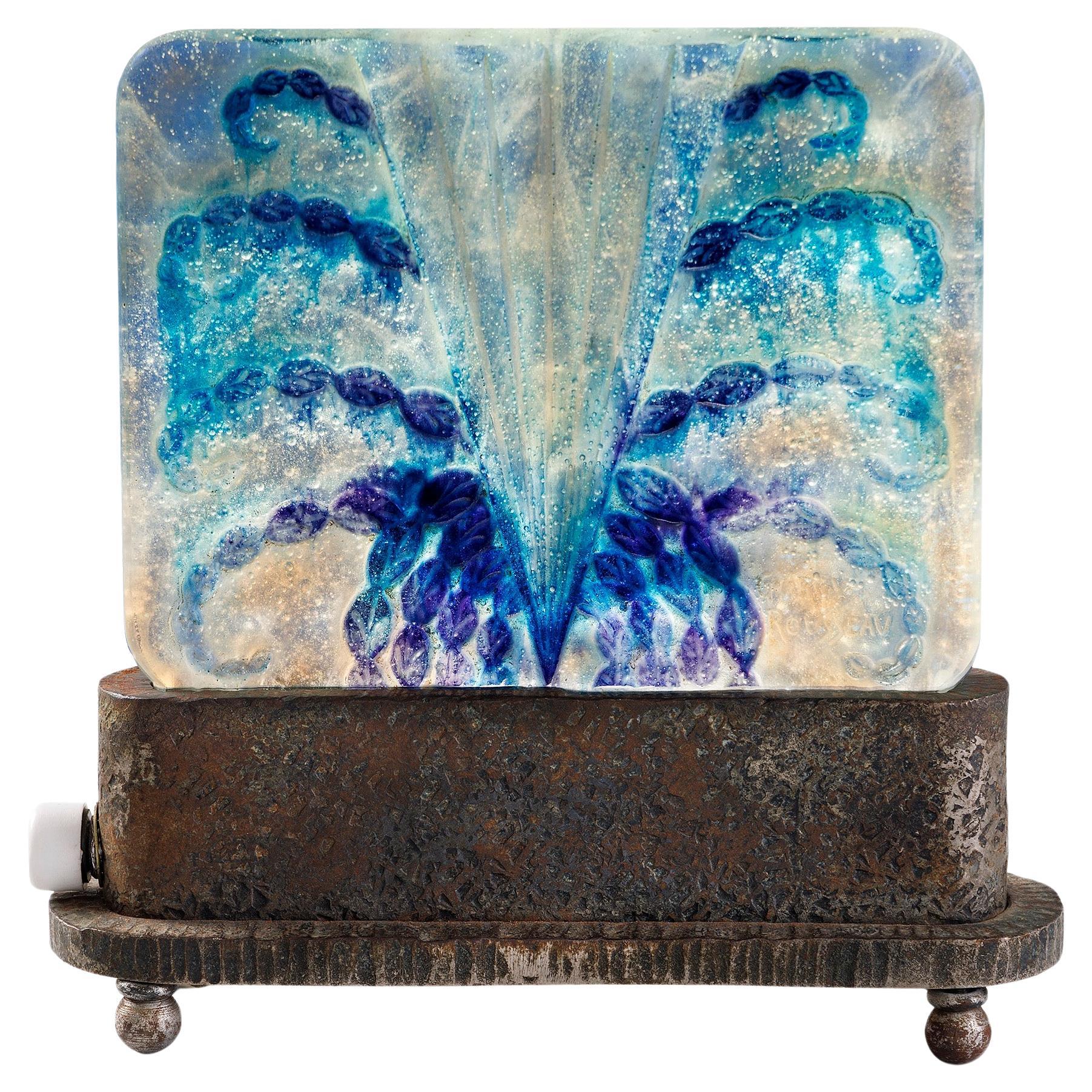 Gabriel Argy-Rousseau Pâte de Verre "Algues" Night Light For Sale