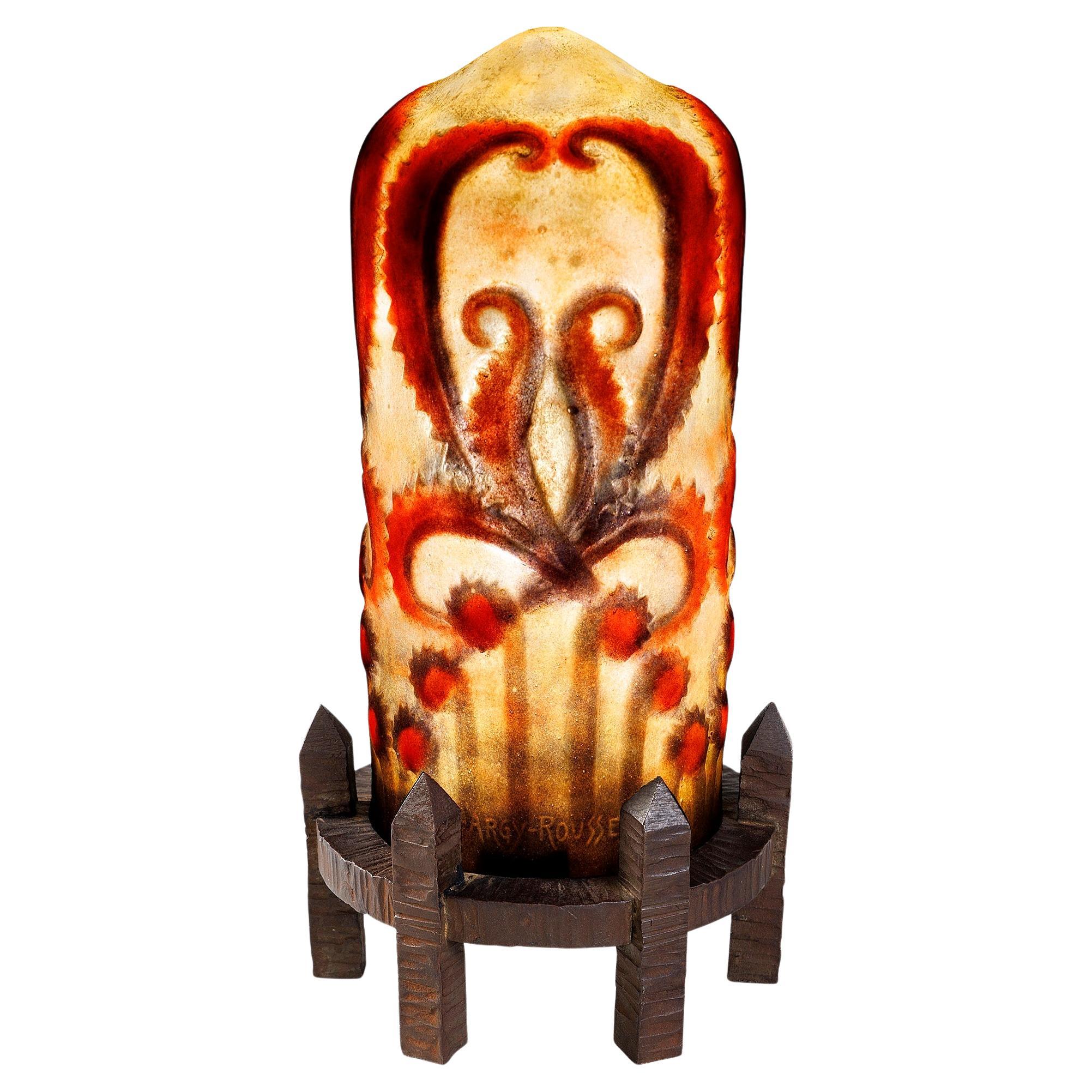 Gabriel Argy-Rousseau Pâte de Verre "Chardon indien" Night Light