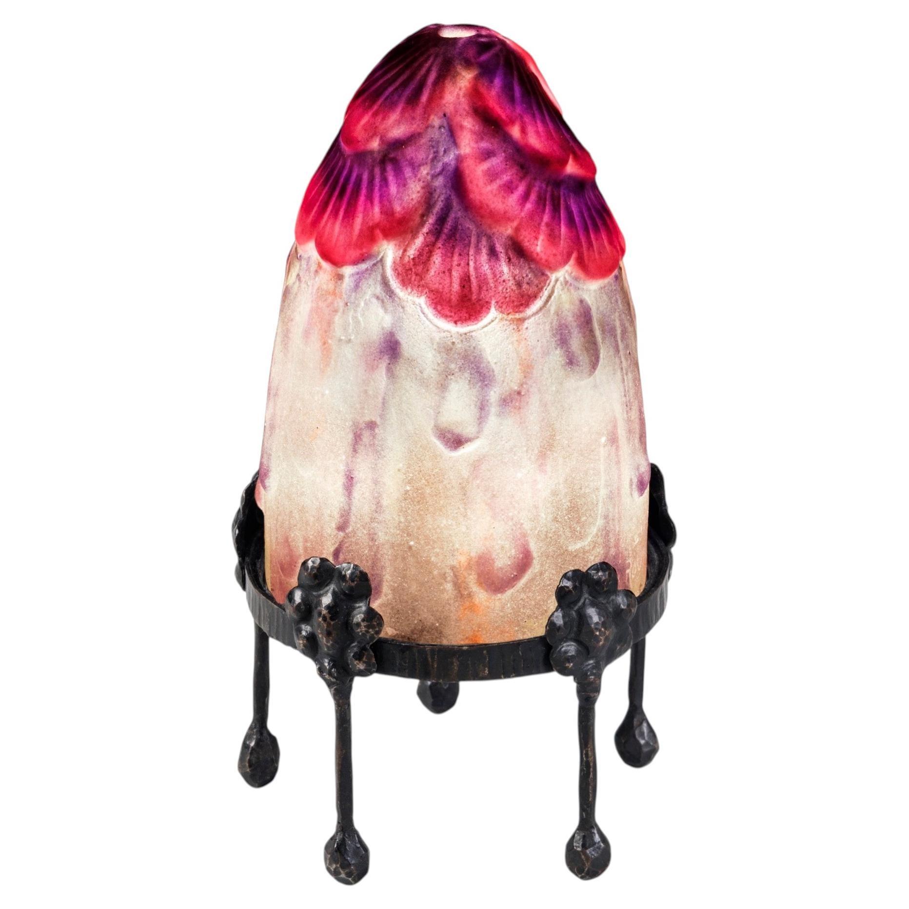 Gabriel Argy-Rousseau Pâte de Verre "Fleurs Tropicales" Night Light