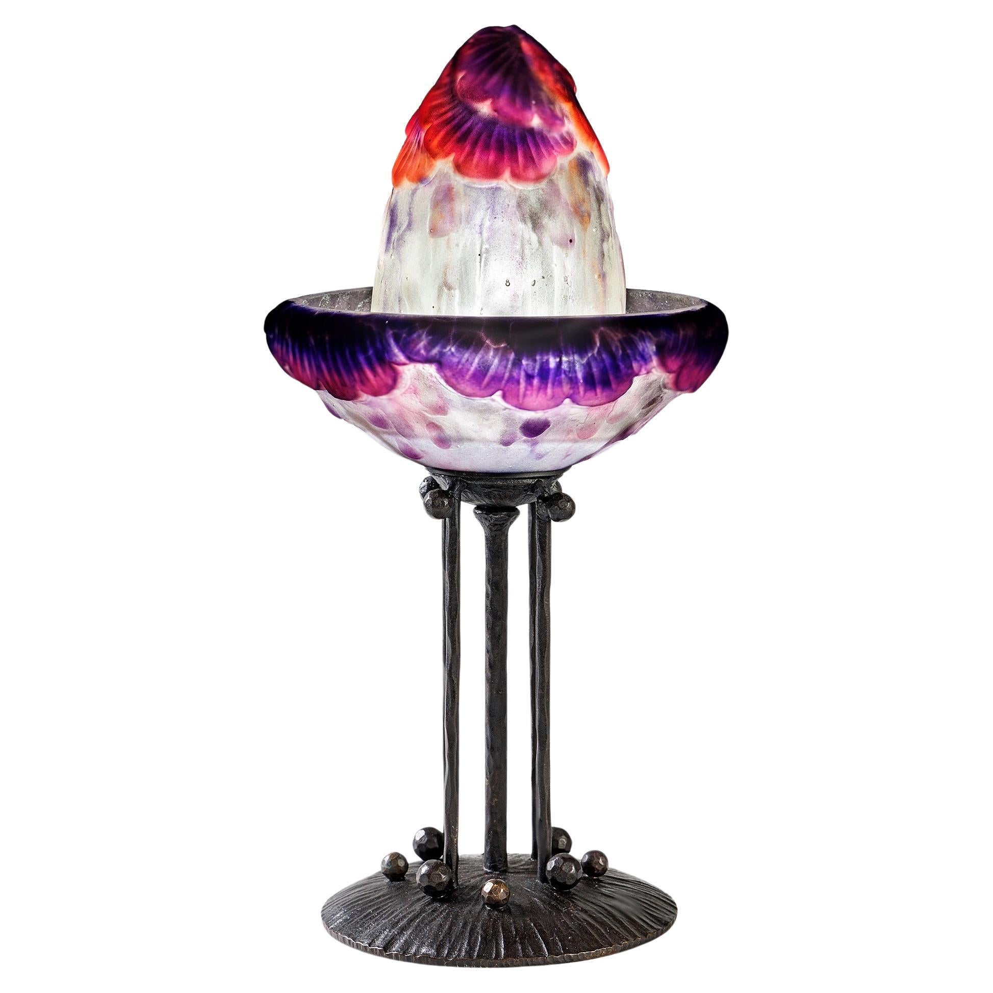 Gabriel Argy-Rousseau Pâte de Verre "Fleurs Tropicales" Table Lamp For Sale