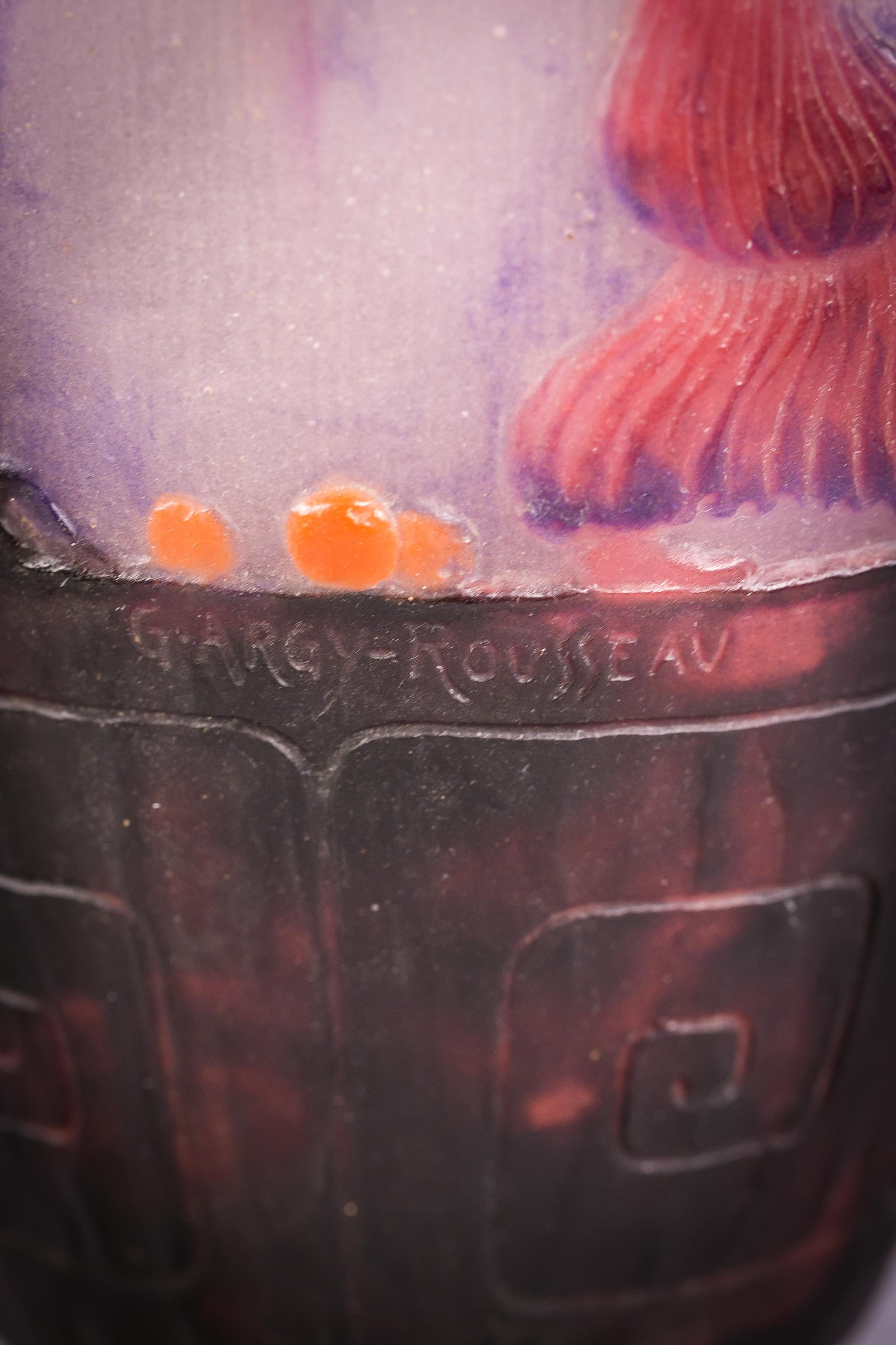 Vetro artistico Vaso Gabriel Argy-Rousseau Pate-De-Verre 'Le Jardin Des Hesperides', 1900 circa in vendita