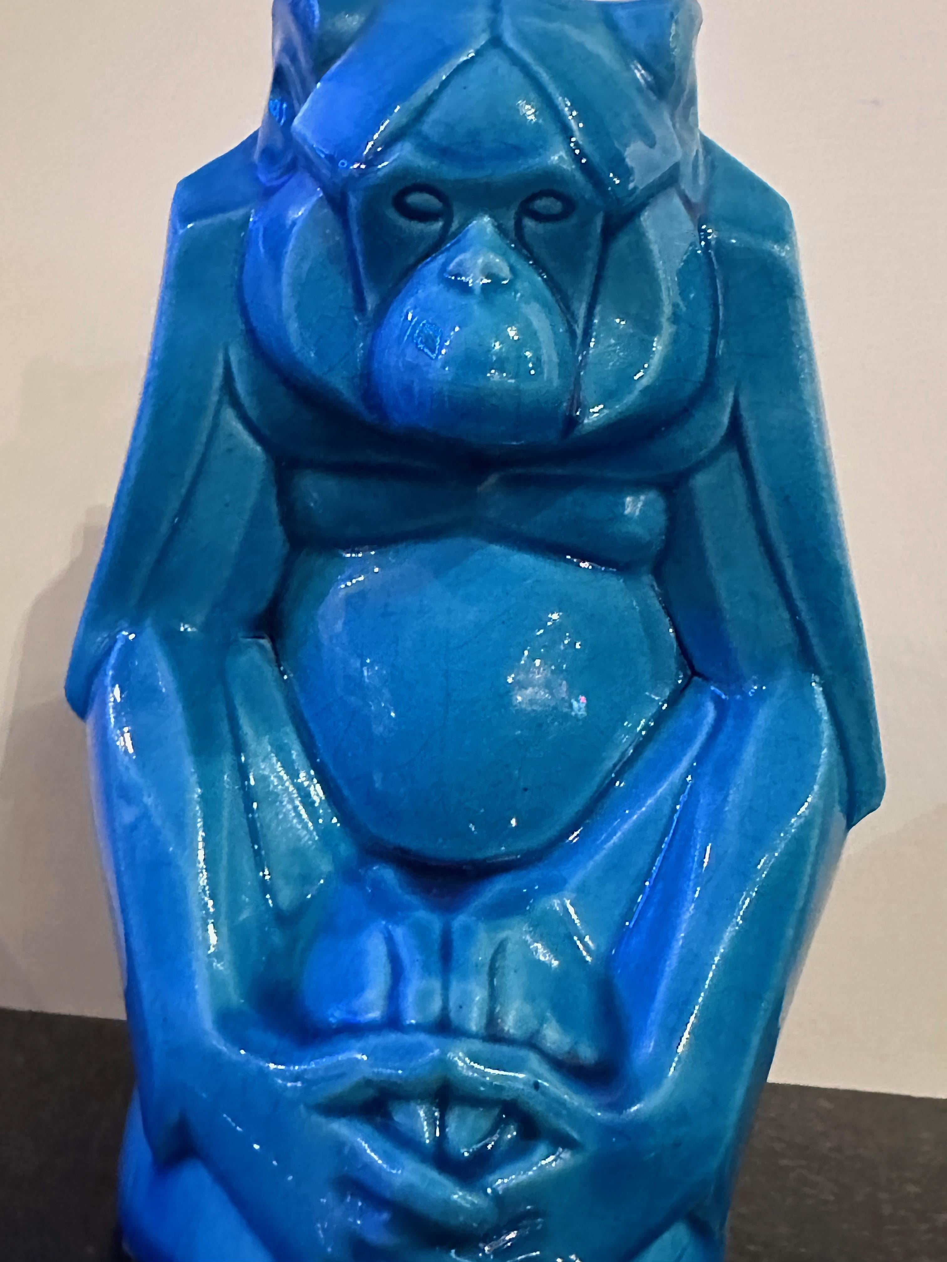 Französischer kubistischer Affen im Art déco-Stil von Gabriel Beauvais, Keramik, 1930er Jahre im Angebot 9