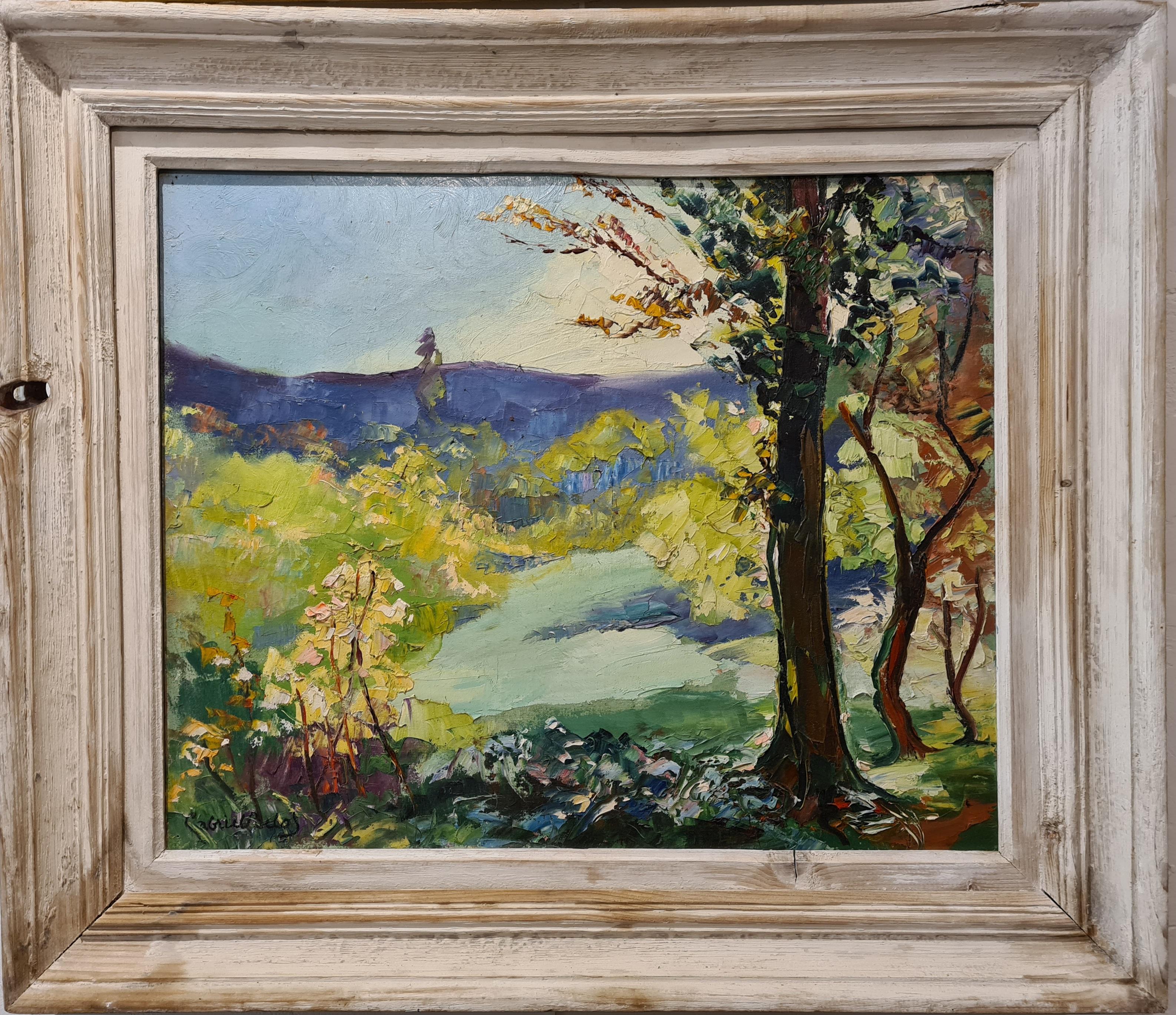 Pastoral Scene, Early 20th Century Fauvist Oil on Canvas. - Painting by Gabriel Belot