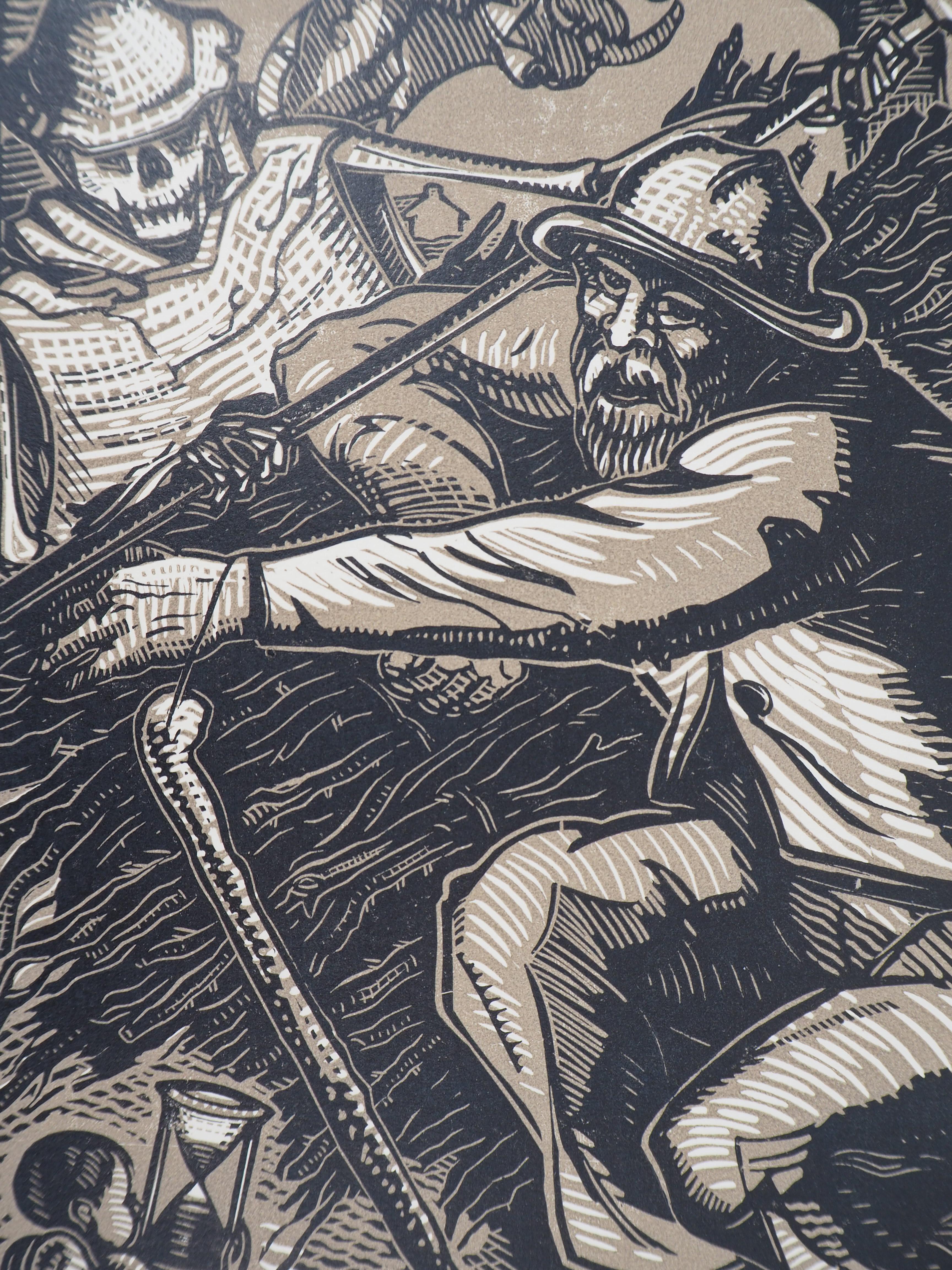 Death and the Woodcutter - Original wooodcut, Handsigned and numbered / 160 - Print by Gabriel Belot